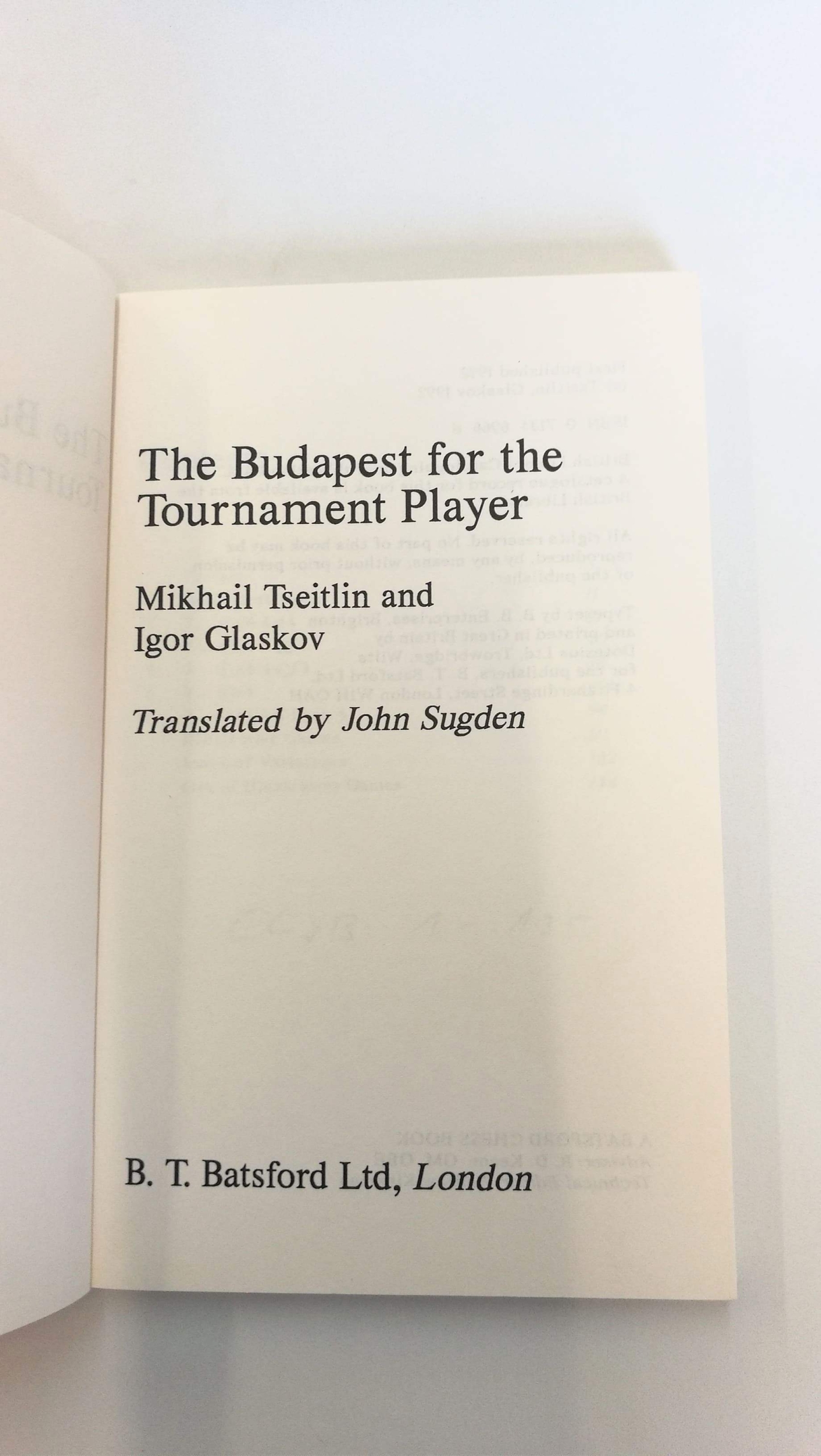 Tseitlin, Mikhail: The Budapest for the Tournament Player 