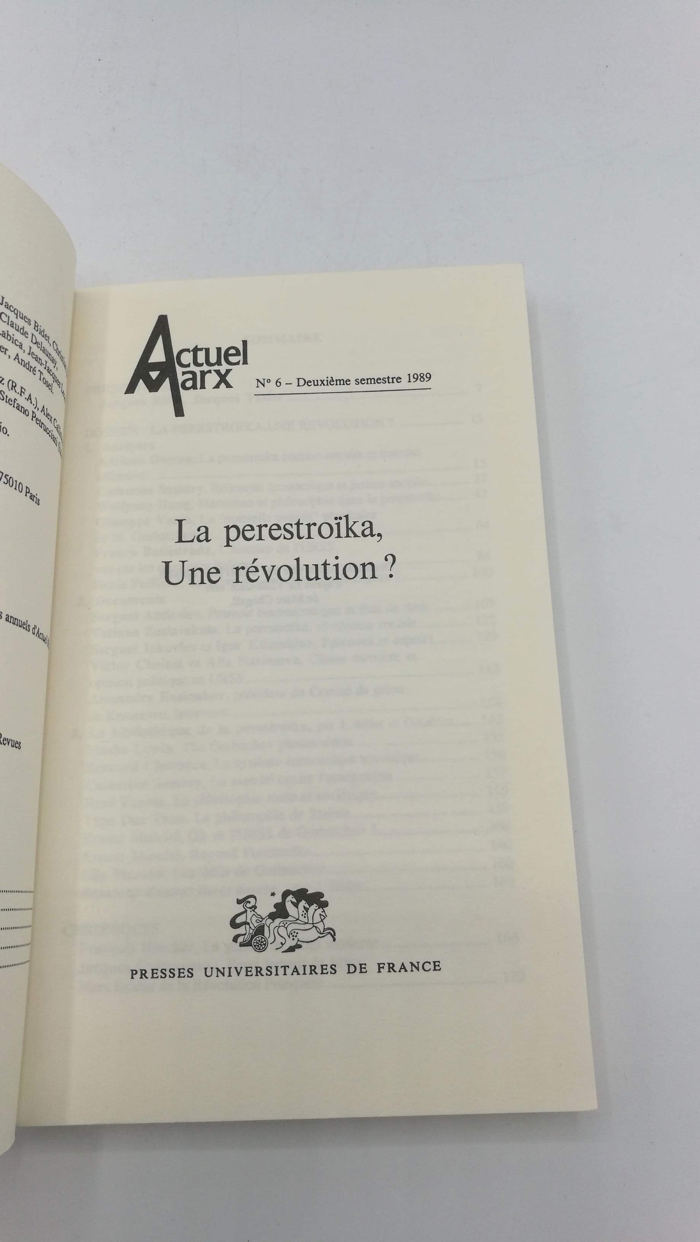 Deuxiéme semeestre 1989 PUF (Hrsg.): Actuel Marx. La perestroika, une revolution?