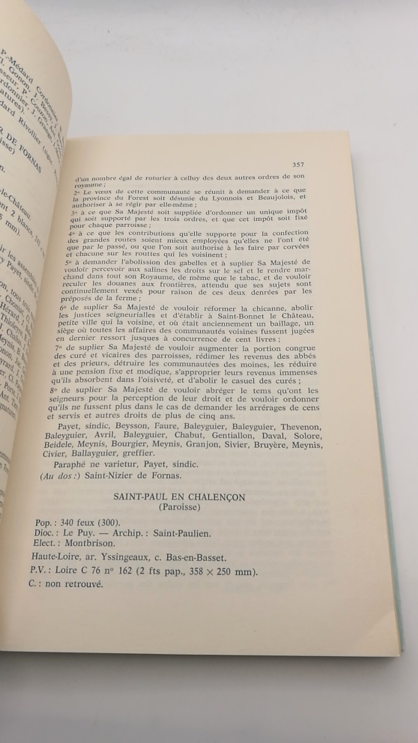 Fournial / Gutton: Etats generaux de 1789/ Tome I + II (=2 Bände) Cahiers de doleances de la province de Forez. Bailliage principal de Montbrison et bailliage secondaire de Bourg-Argental