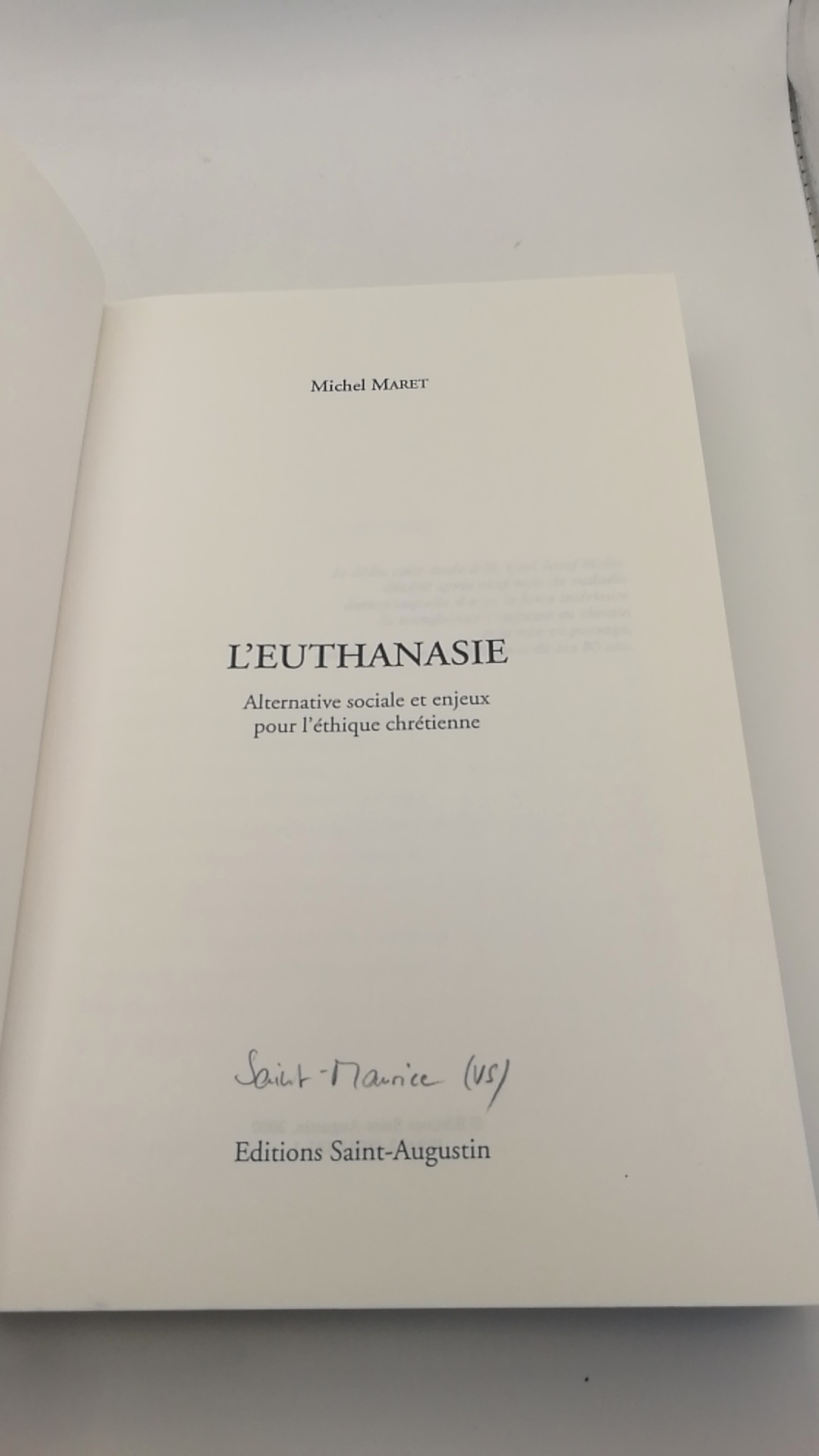 Maret, Michel: EUTHANASIE Alternative sociale et enjeux pour l'éthique chrétienne