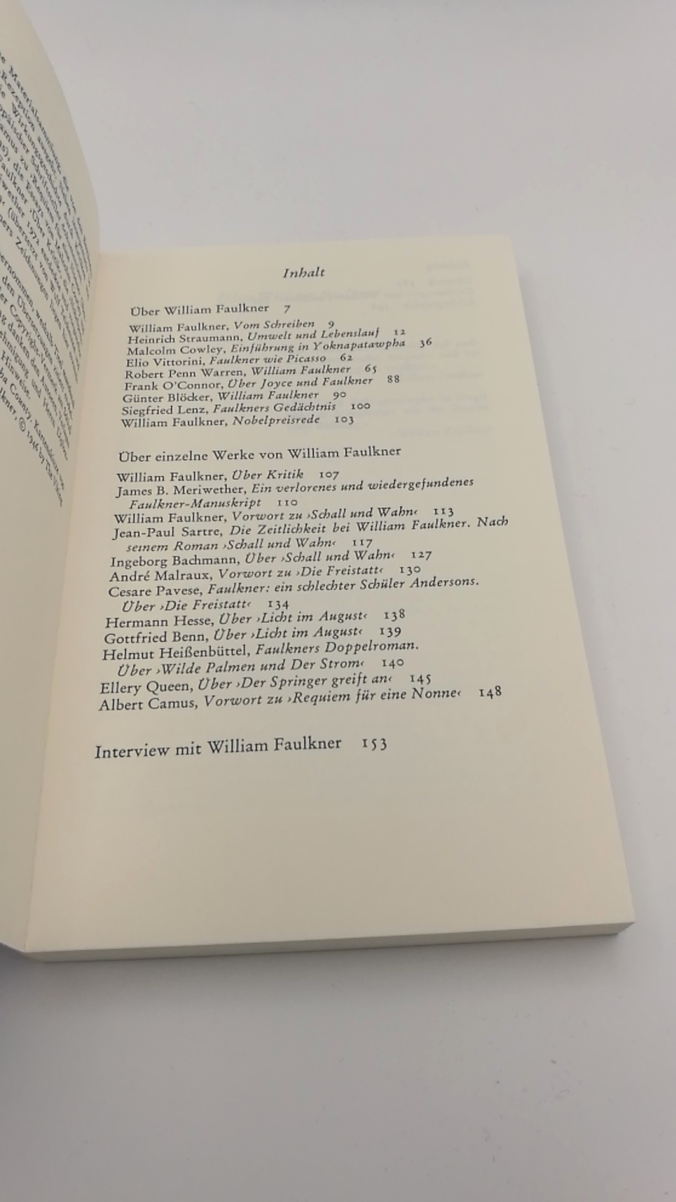 Haffmans, Gerd (Herausgeber): Über William Faulkner 