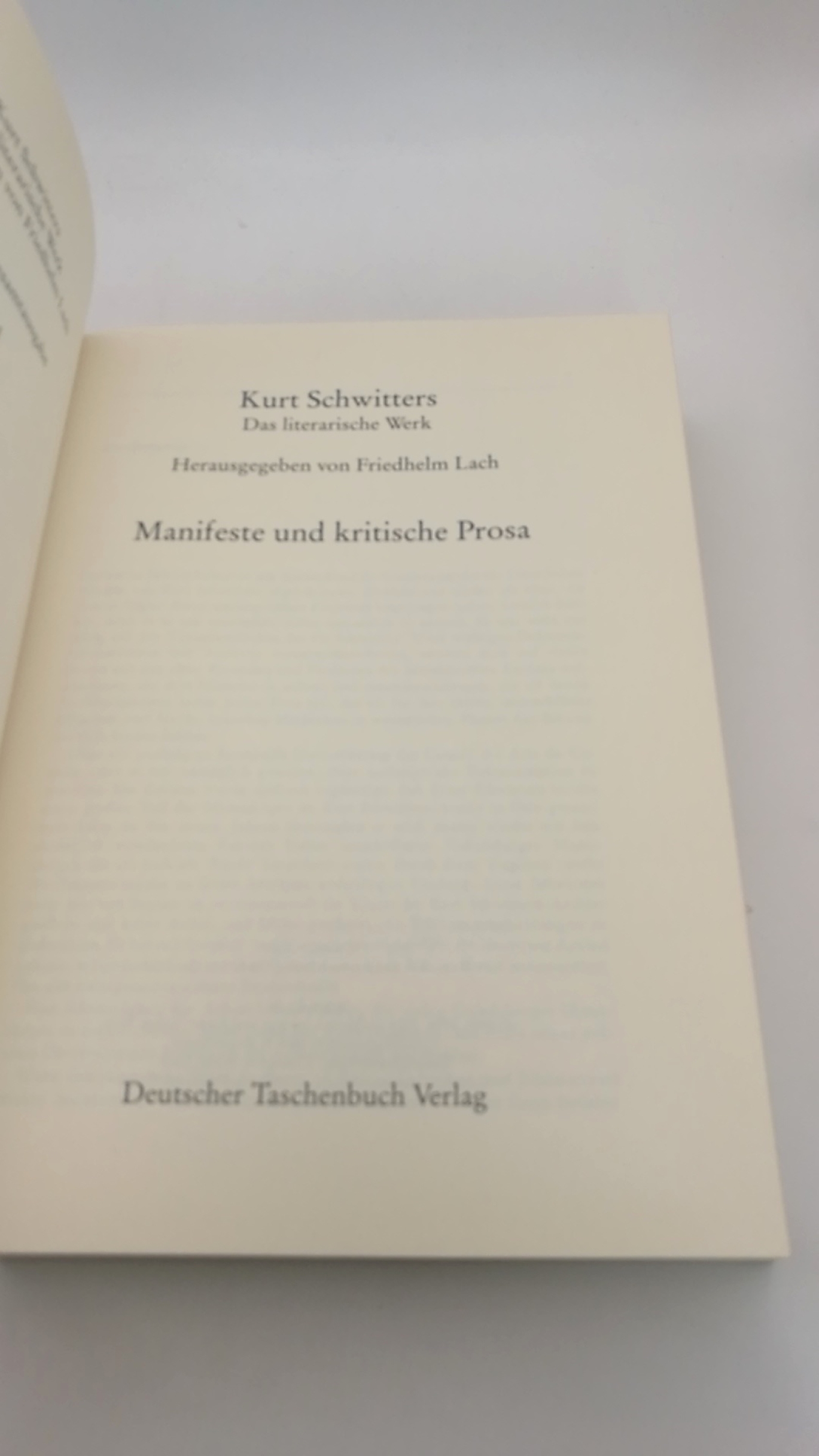 Schwitters, Kurt: Das literarische Werk. Manifeste und kritische Prosa Band 5