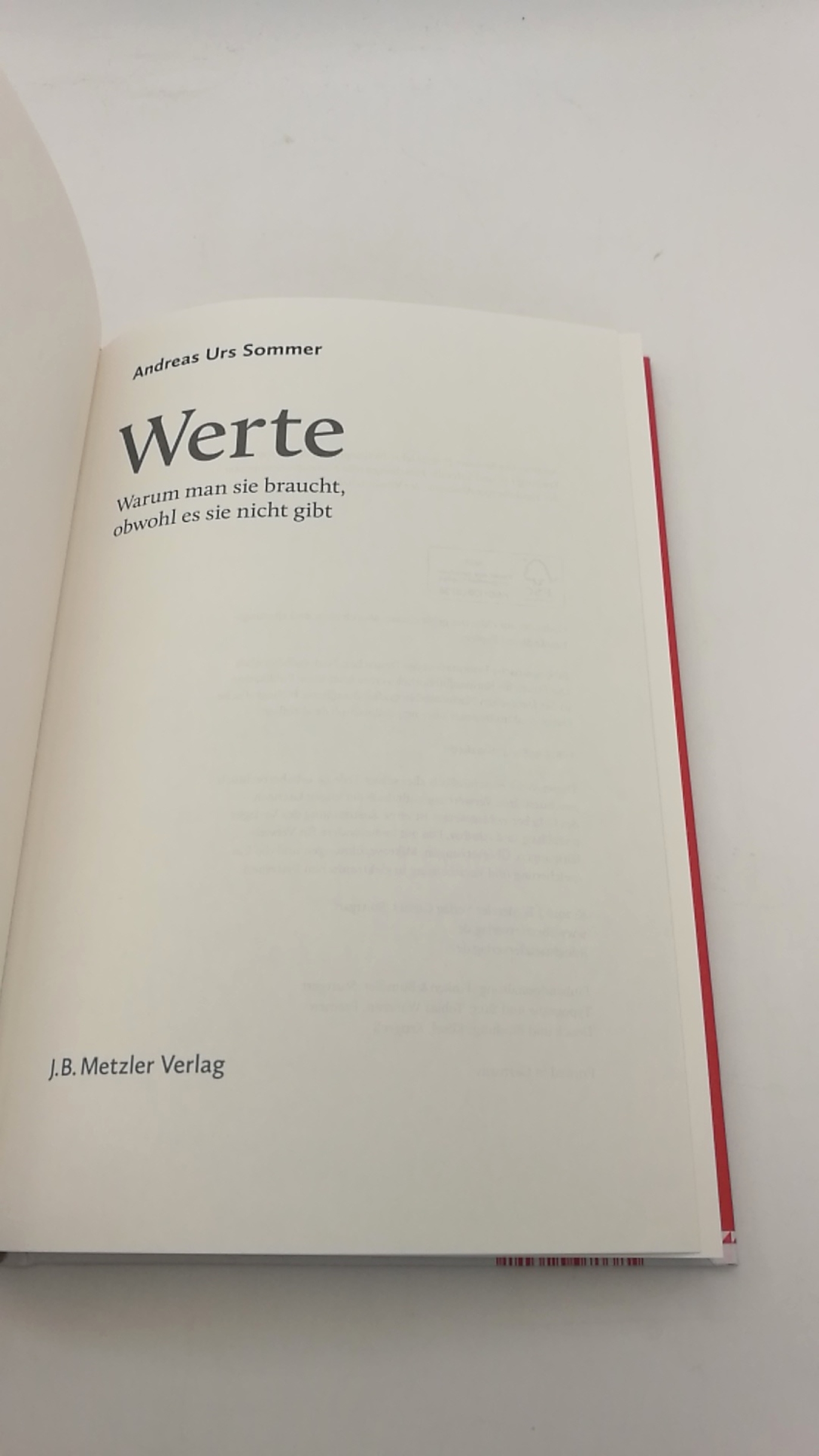 Sommer, Andreas Urs (Verfasser): Werte Warum man sie braucht, obwohl es sie nicht gibt / Andreas Urs Sommer