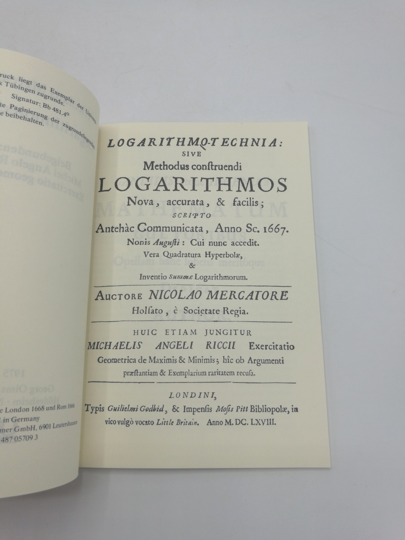 Mercator, Nicolaus: Logarithmotechnia 