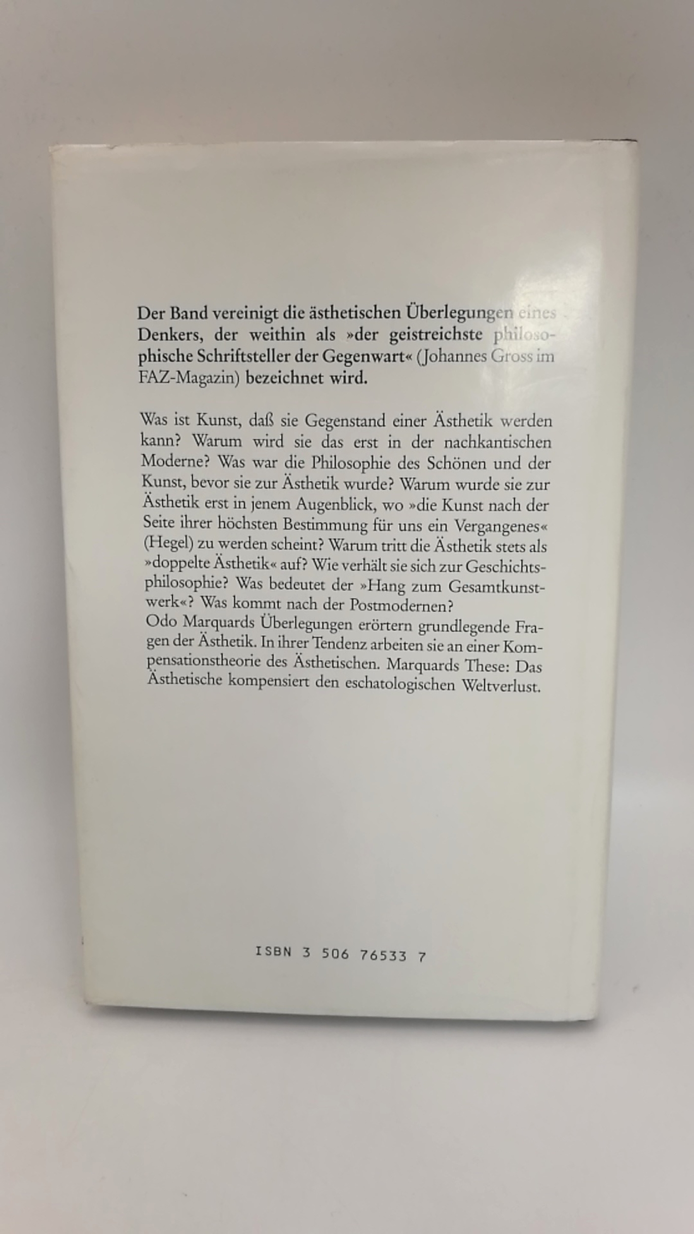 Marquard, Odo: Aesthetica und anaesthetica Philosophische Überlegungen