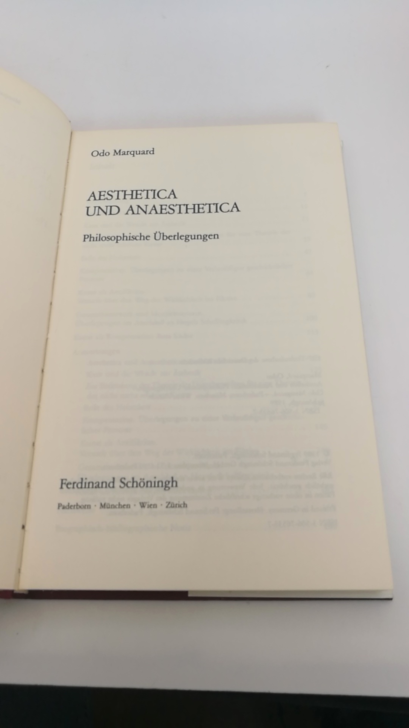 Marquard, Odo: Aesthetica und anaesthetica Philosophische Überlegungen