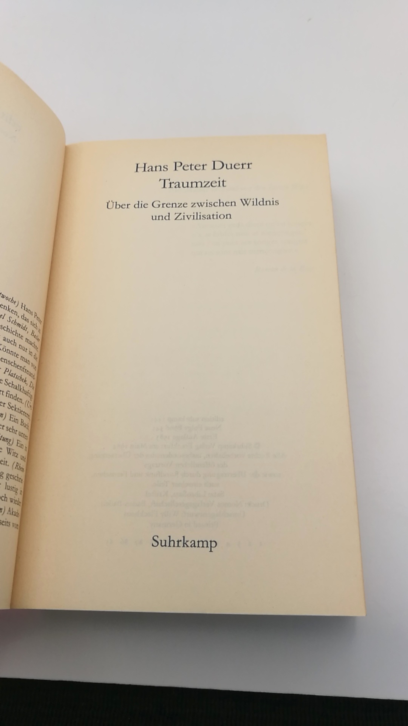 Duerr, Hans Peter: Traumzeit Über den Grenze zwischen Wildnis und Zivilisation