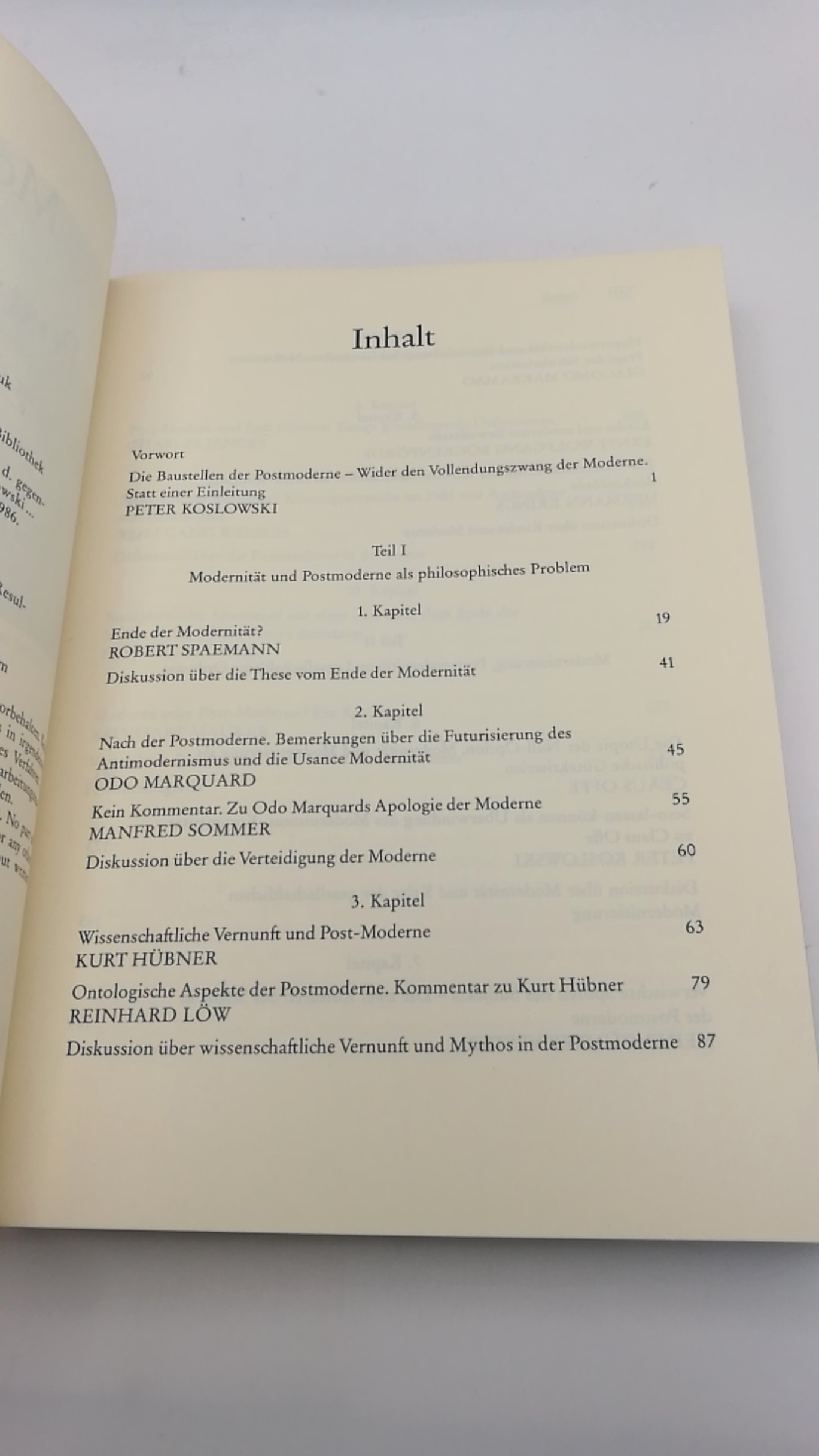 Koslowski, Peter (Herausgeber): Moderne oder Postmoderne? Zur Signatur der gegenwärtigen Zeitalters