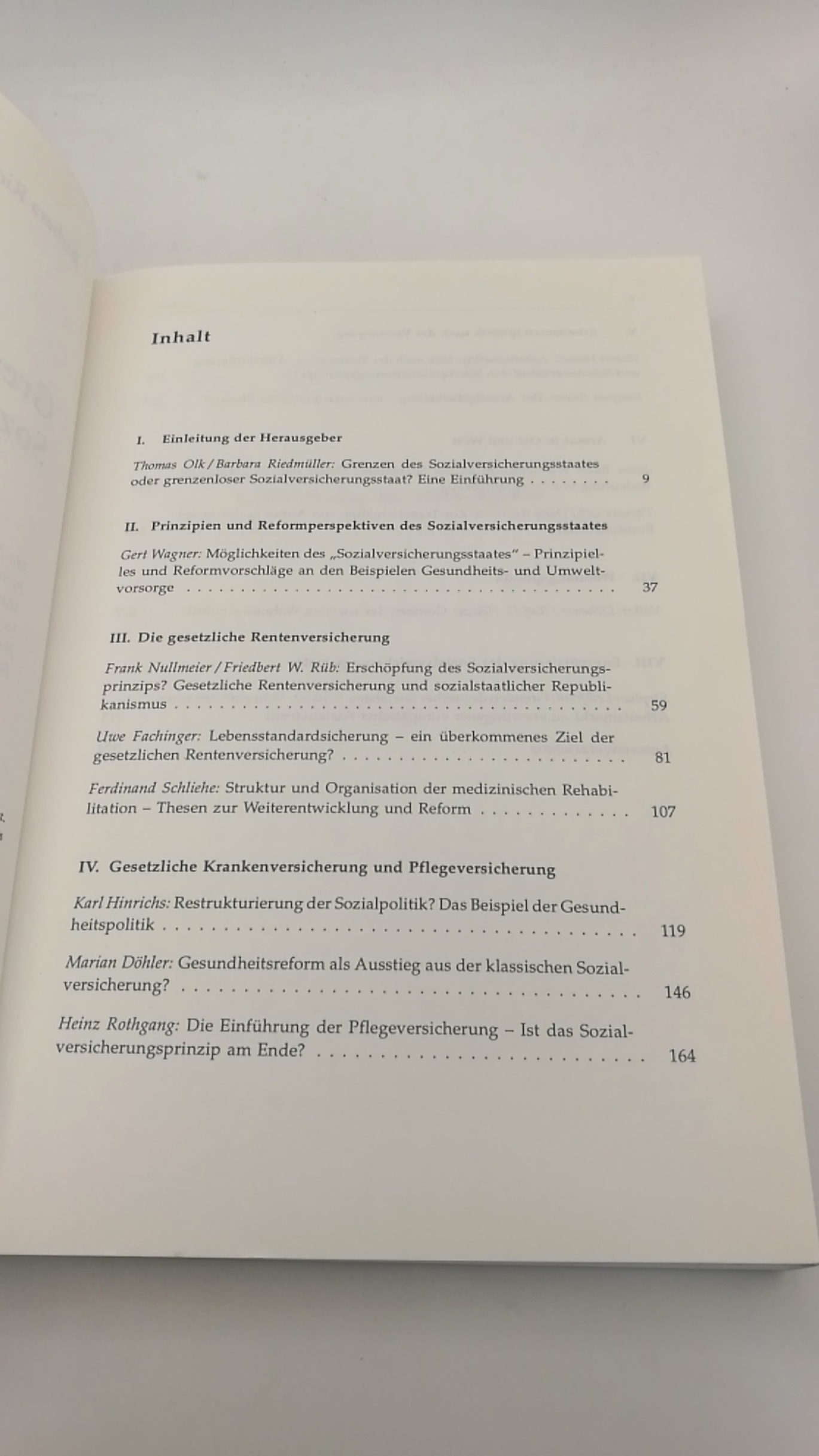 Riedmüller, Barbara [Hrsg.]: Grenzen des Sozialversicherungsstaates 