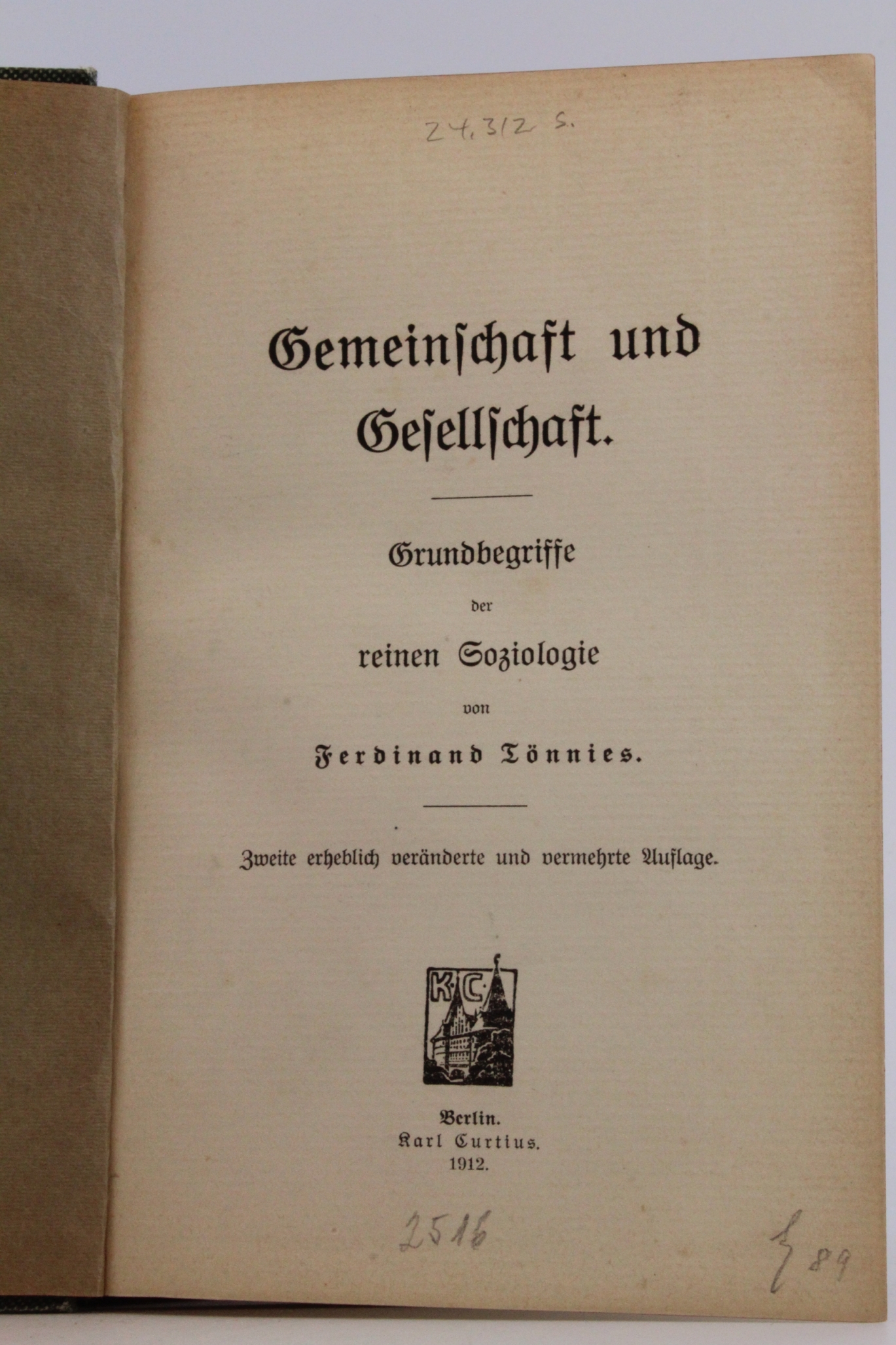 Tönnies, F.: Gemeinschaft und Gesellschaft Grundbegriffe der reinen Soziologie