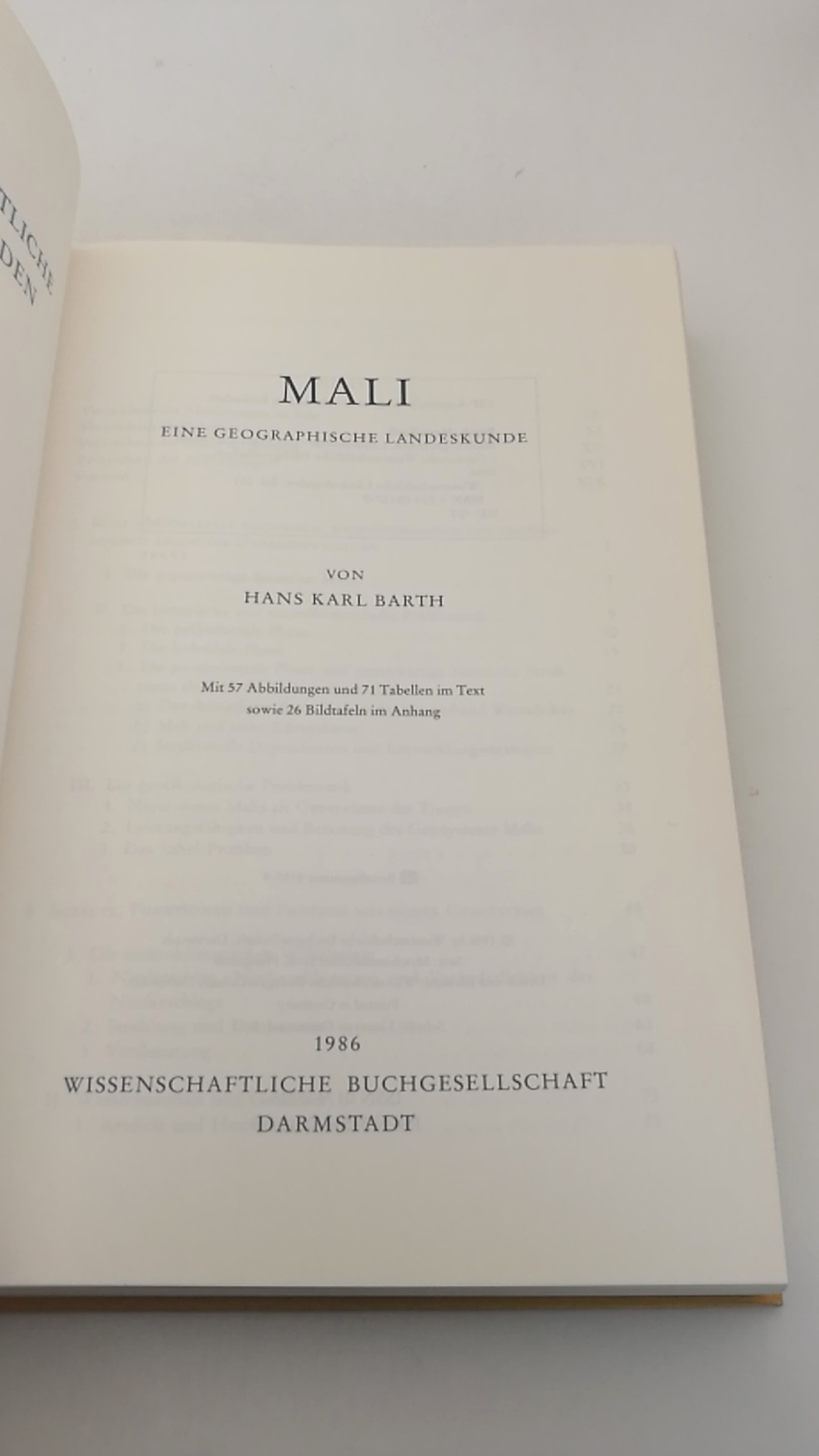 Barth, Hans Karl: Mali Eine geographisce Landeskunde