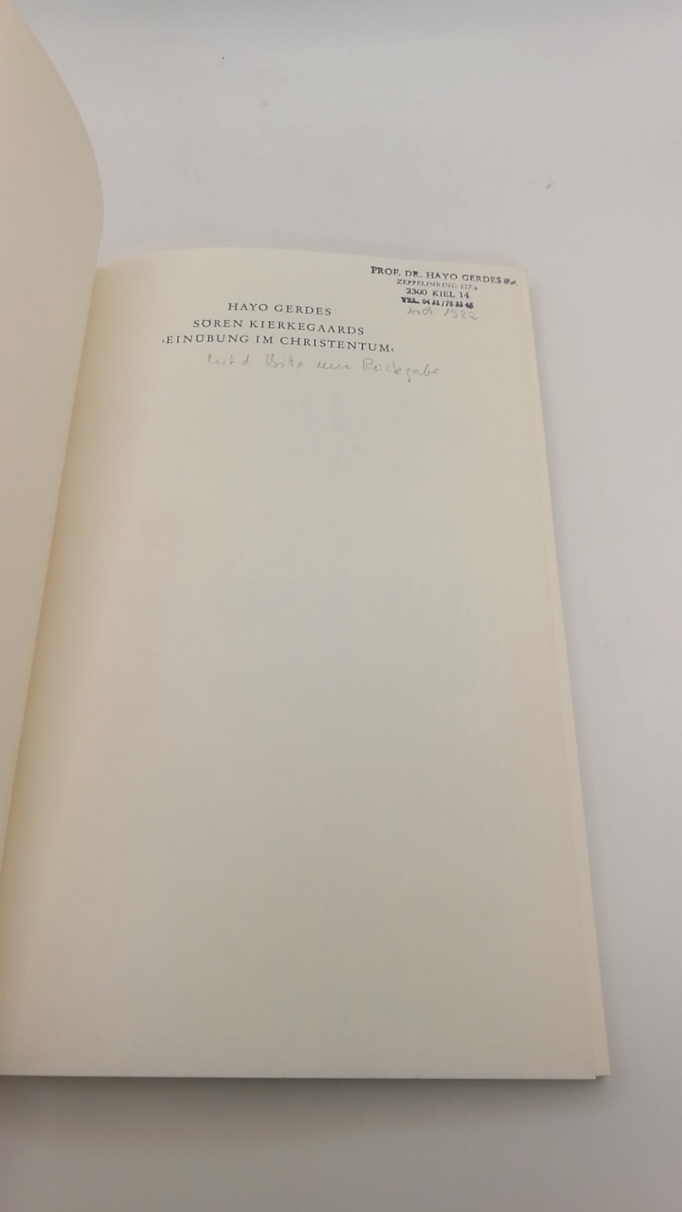 Gerdes, Hayo: Sören Kierkegaards "Einübung im Christentum" Einführung und Erläuterung