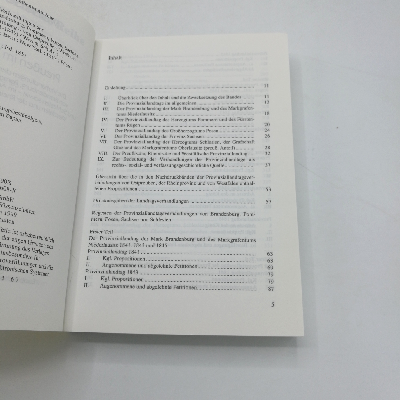 Schubert, Werner: Preußen im Vormärz Die Verhandlungen der Provinziallandtage von Brandenburg, Pommern, Posen, Sachsen und Schlesien sowie - im Anhang - von Ostpreußen, Westfalen und der Rheinprovinz (1841 - 1845)