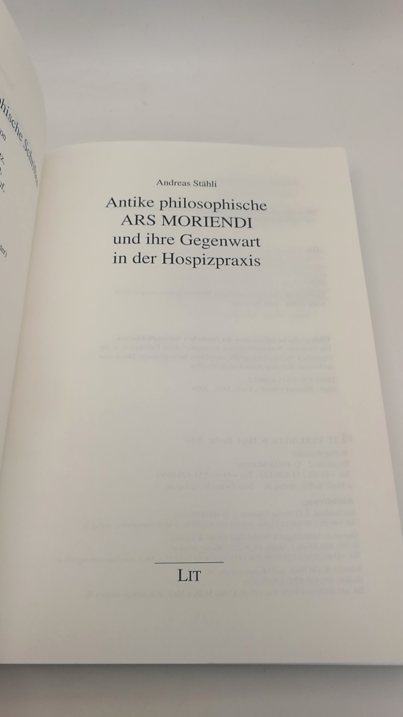 Stähli, Andreas: Antike philosophische ARS MORIENDI und ihre Gegenwart in der Hospizpraxis 