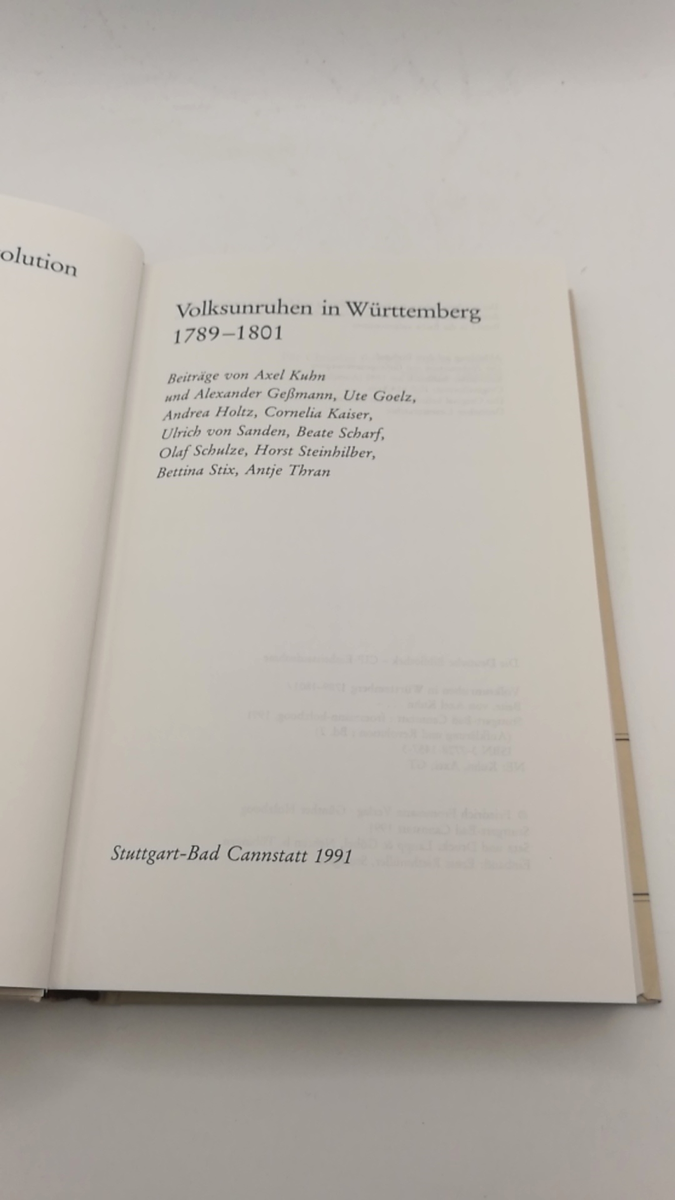 Kuhn, Axel: Volksunruhen in Württemberg 1789 - 1801 