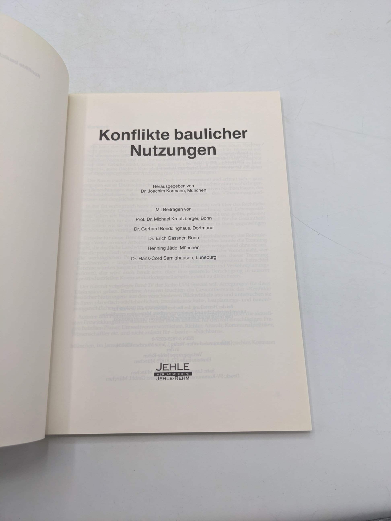 Kormann, Joachim (Herausgeber): Konflikte baulicher Nutzungen 