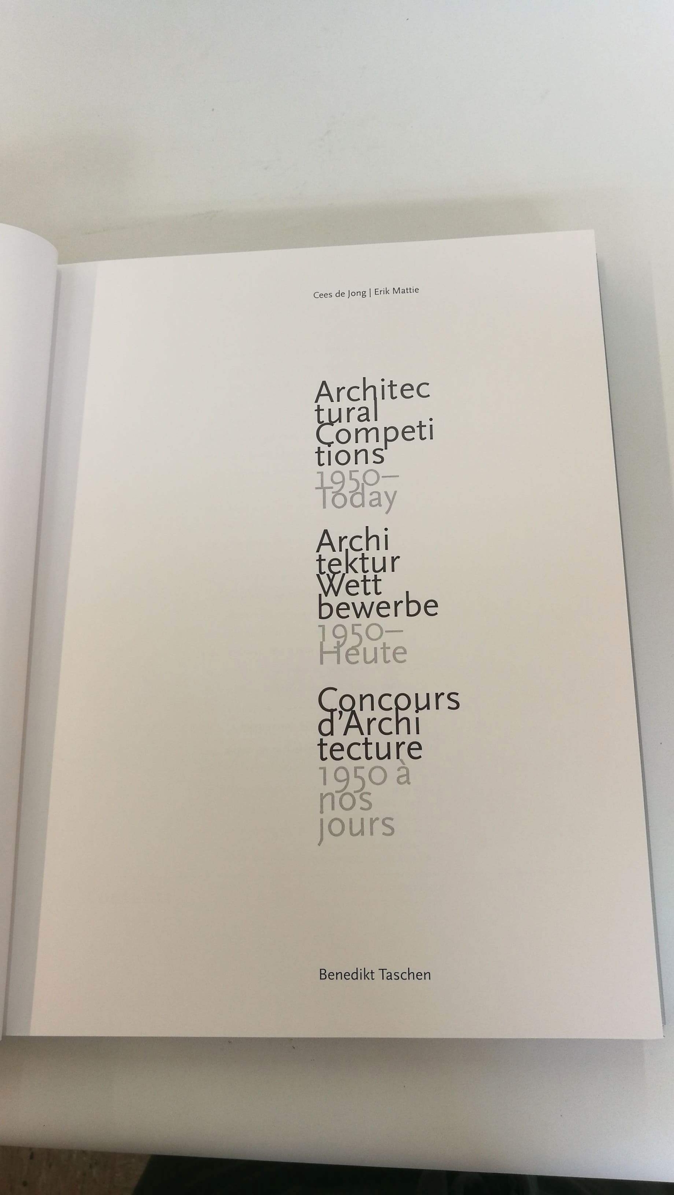 Jong, Cees de: Architectural competitions = Architektur-Wettbewerbe 