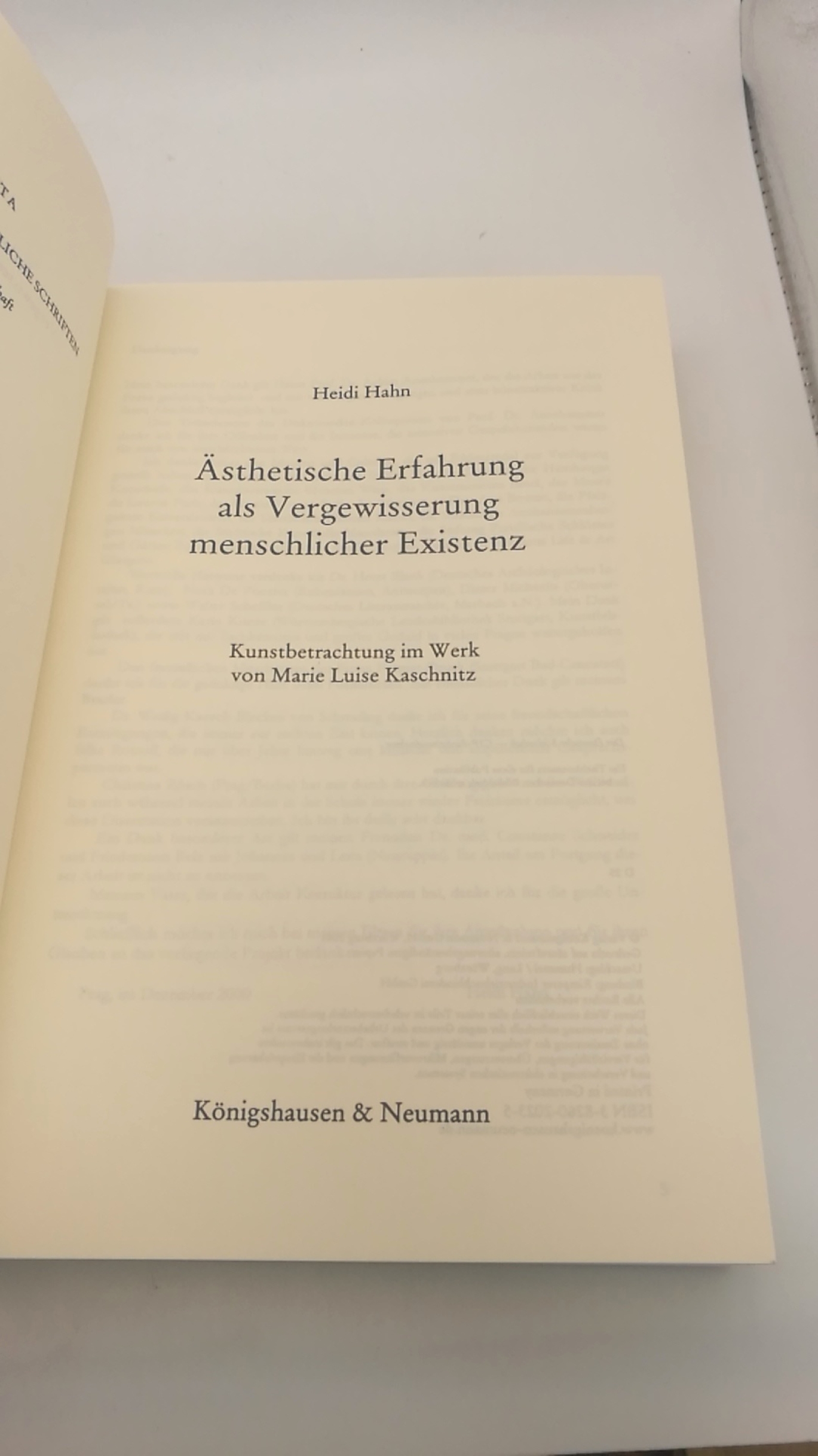 Hahn, Heidi: Ästhetische Erfahrung als Vergewisserung menschlicher Existenz Kunstbetrachtung im Werk von Marie Luise Kaschnitz