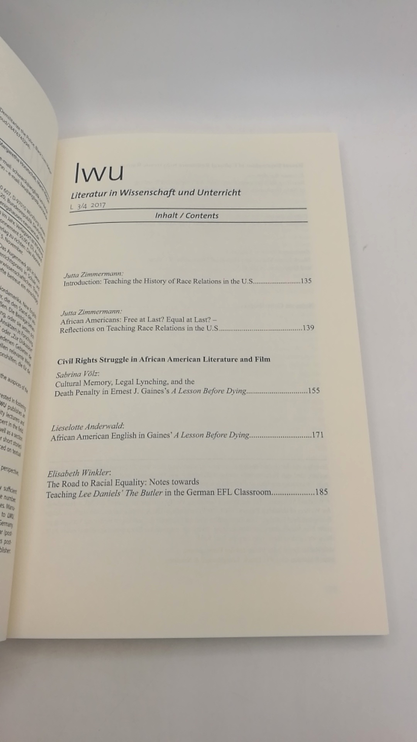 Zimmermann, Jutta: African Americans: Free at Last? Equal at Last? Literatur in Wissenschaft und Unterricht.