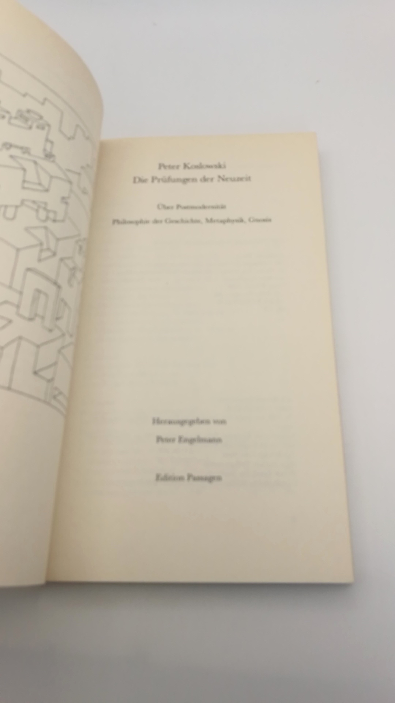 Koslowski, Peter: Die Prüfungen der Neuzeit Über Postmodernität, Philosophie der Geschichte, Metaphysik, Gnosis