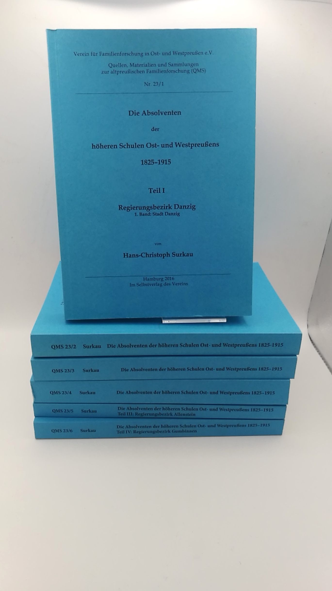 Surkau, Hans-Christoph: Die Absolventen der höheren Schulen Ost- und Westpreußens 1825-1915. Teil I-V [1-5] (=5 Teile in 7 Bänden)