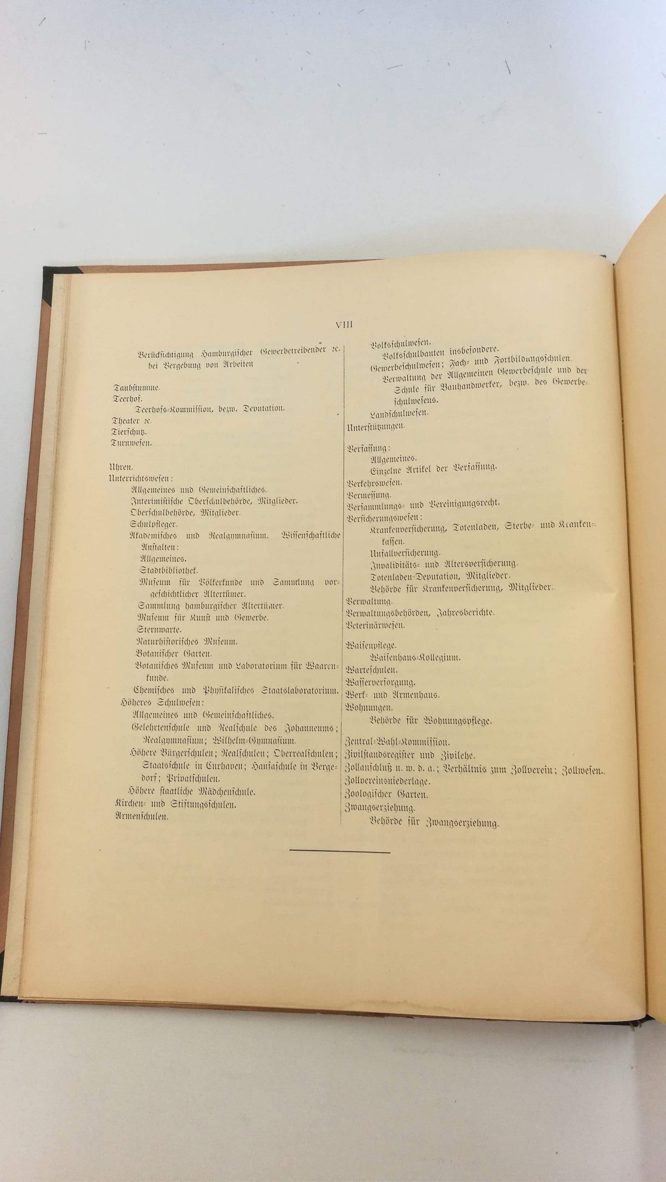 ohne Autor: Inhaltsverzeichnis zu den Protokollen der Bürgeschaft in den Jahren 1859 bis 1900