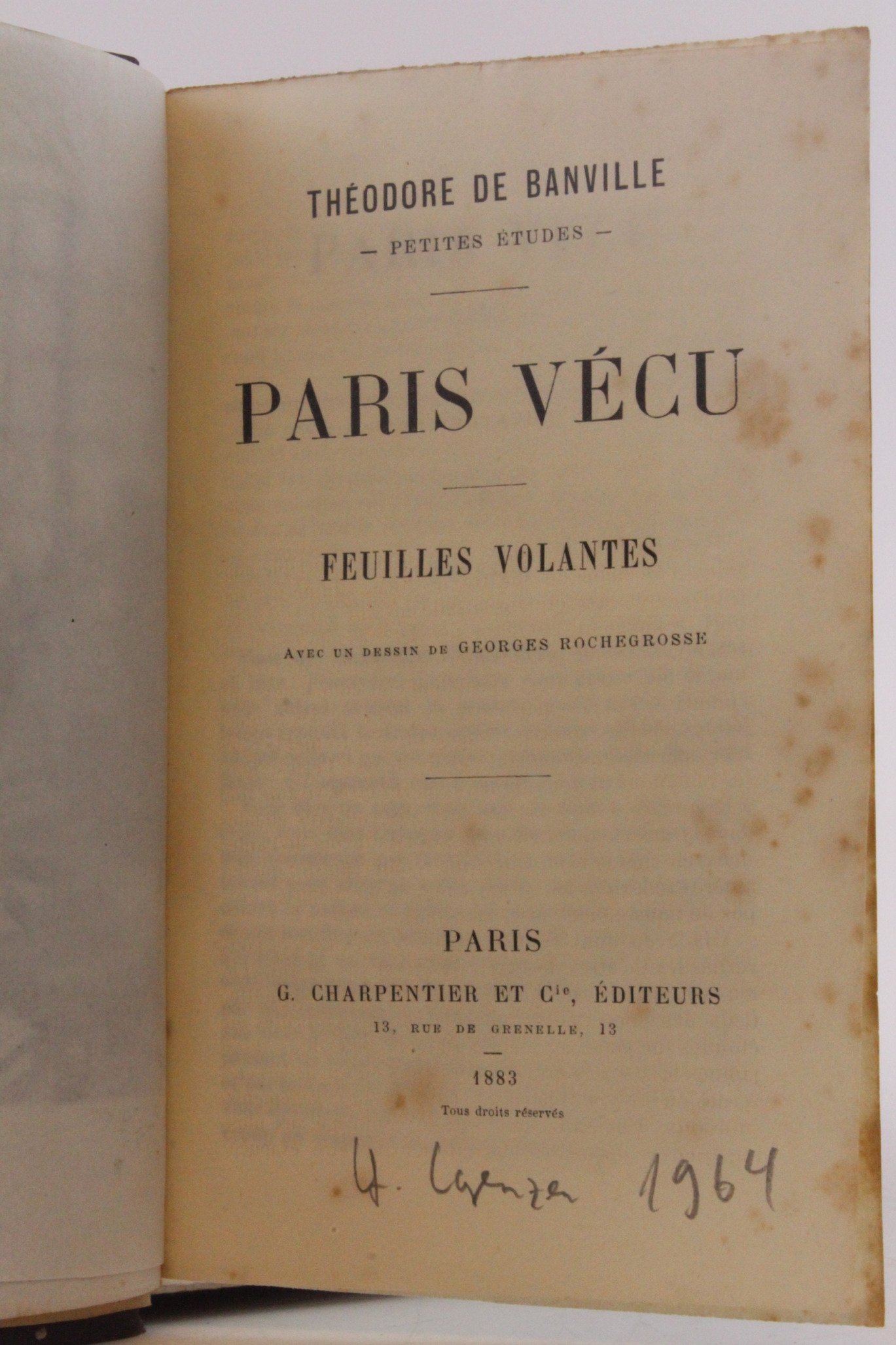 de Banville, Théodore: Paris Vécu. Feuilles Volantes