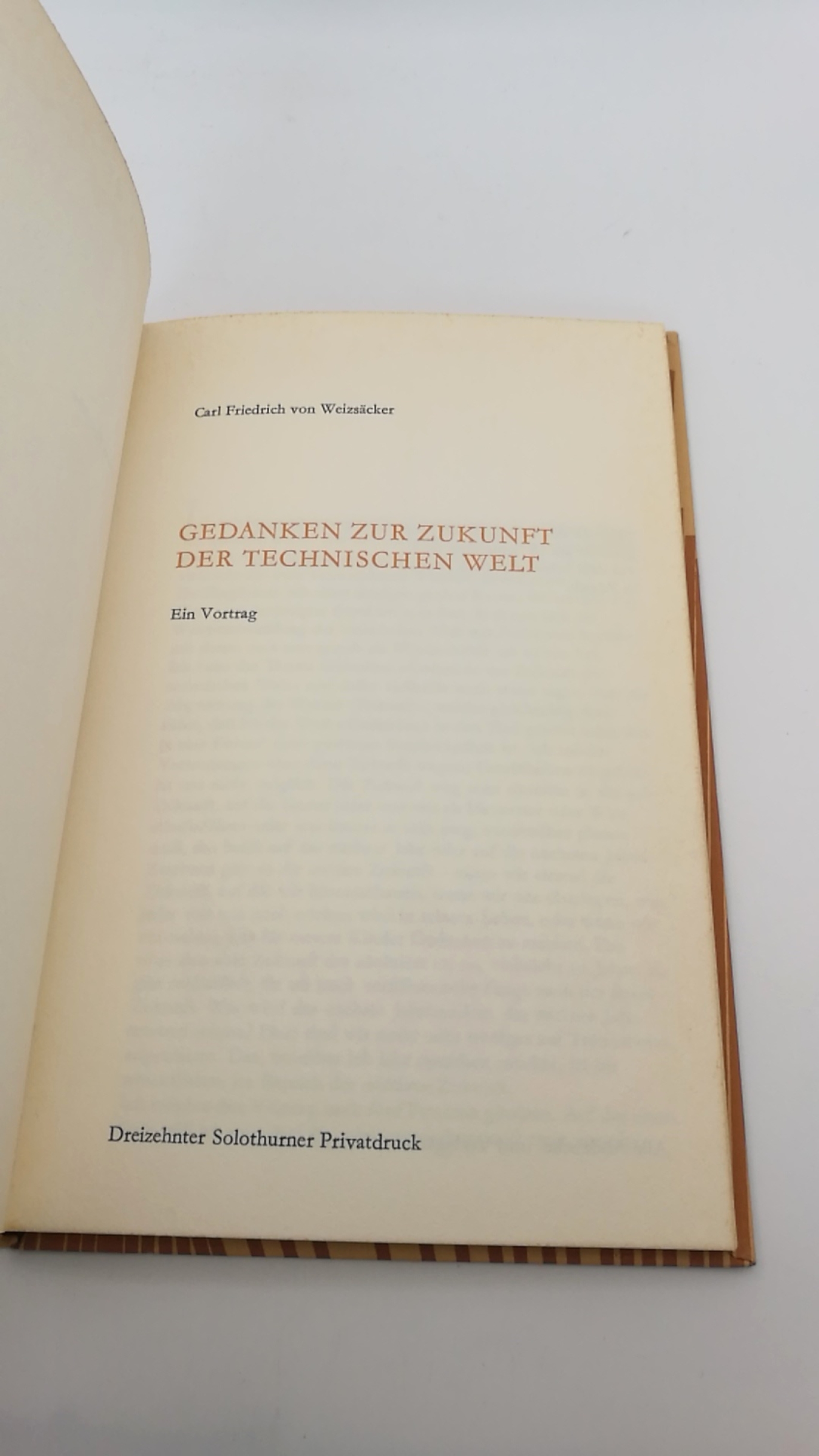 Weizsäcker, Carl Friedrich von: Gedanken zur Zukunft der technischen Welt. Ein Vortrag.