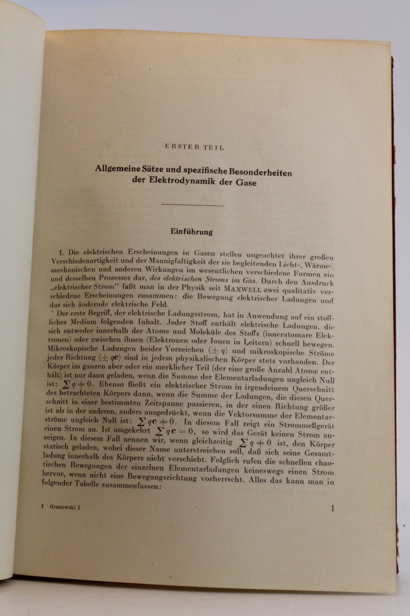 Granowski, W. L.: Der elektrische Strom im Gas Band 1: Allgemeine Probleme der Elektrodynamik der Gase