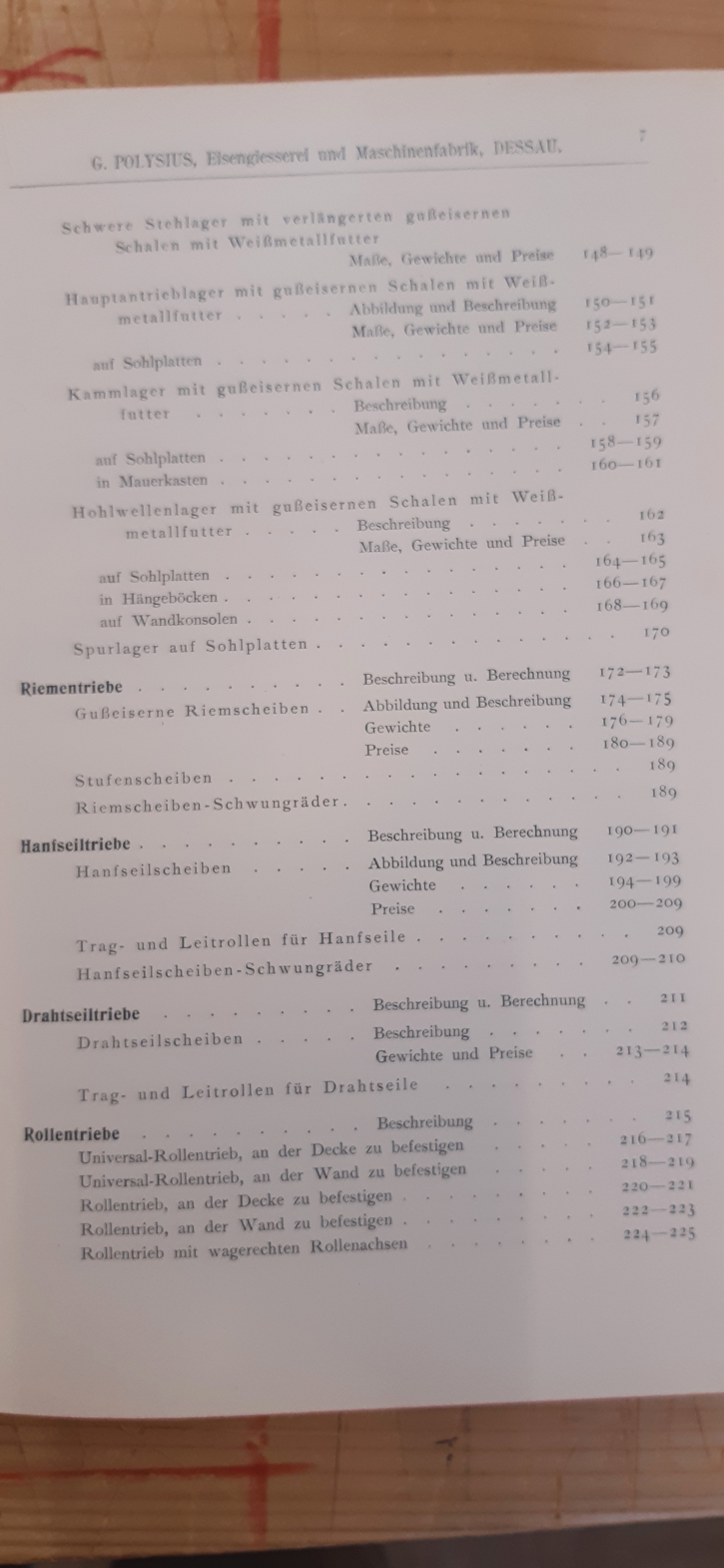 Polysius, G., : Vollständige Transmissionen. Eisengiesserei und Maschinenfabrik Dessau. Preisliste Nr. 165. Wellen aus Eisen und Stahl. Ölkammerlager mit Kugelbewegung. Ölkammerlager mit Rot- und Weißgußschalen. Ölkammer-Kammlager, Klemmkegel-, Scheiben-,