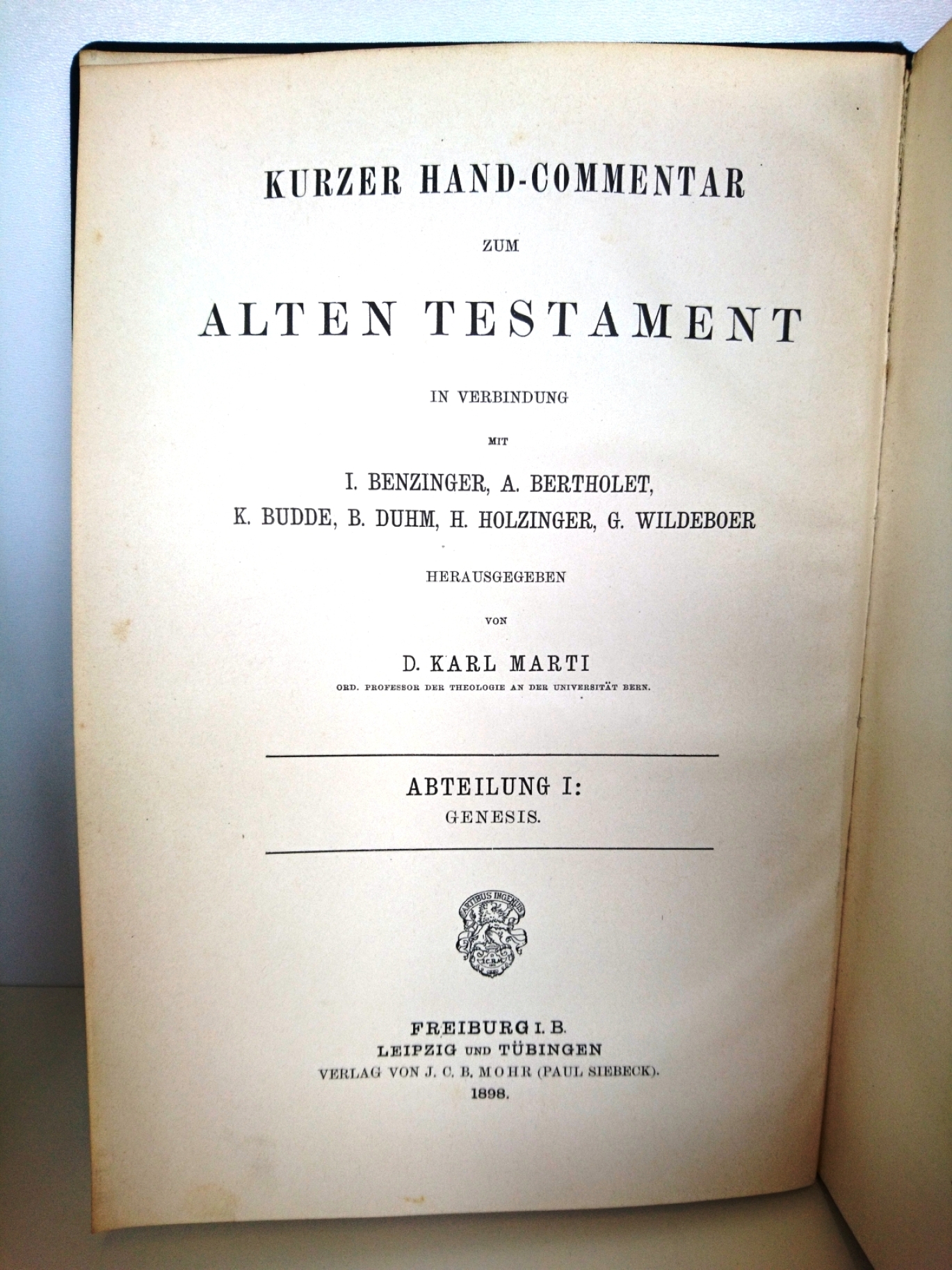 Marti, D. Karl (Hrsg.): Kurzer Hand-Commentar zum Alten Testament