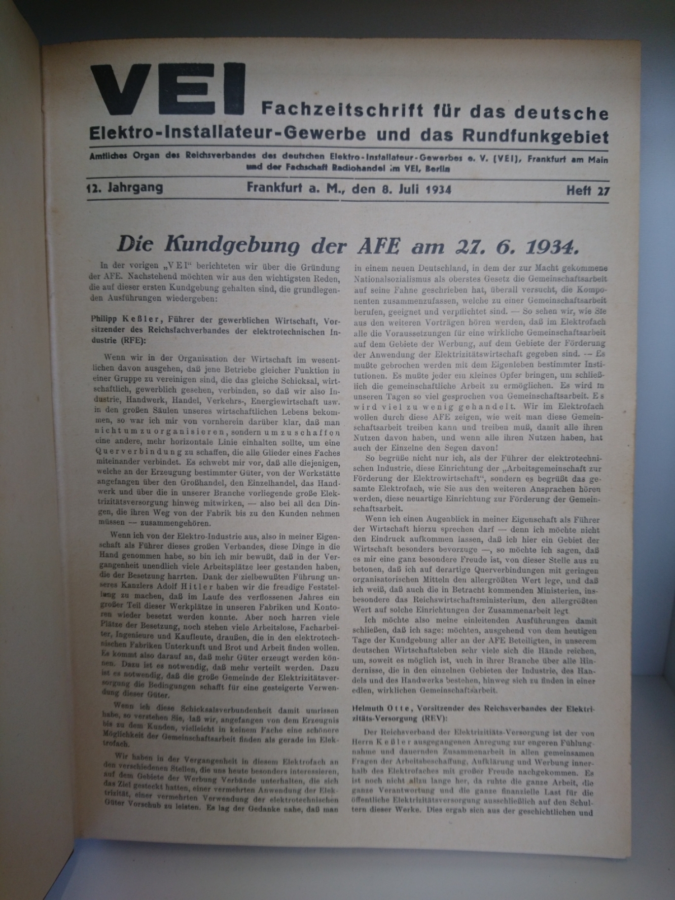 VEI: Fachzeitschrift für das deutsche Elektro-Installateur-Handwerk und das Rundfunkgebiet. 12. Jahrgang 1934 Teil 2