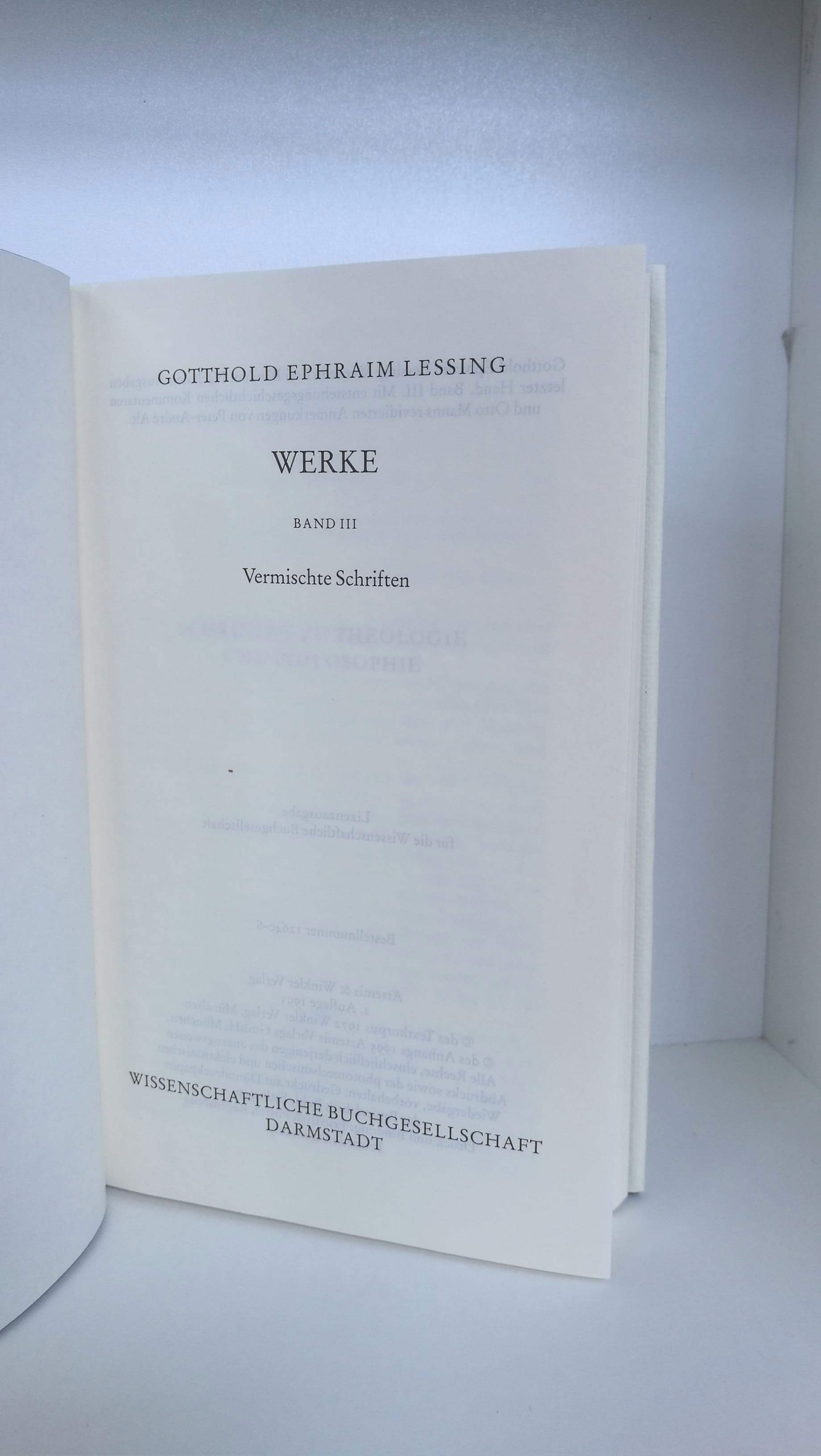 Gotthold Ephraum Lessing, Herbert G. Göpfert (Hrsg.): Lessing Werke. Band III. Theologiekritische Schriften I und II