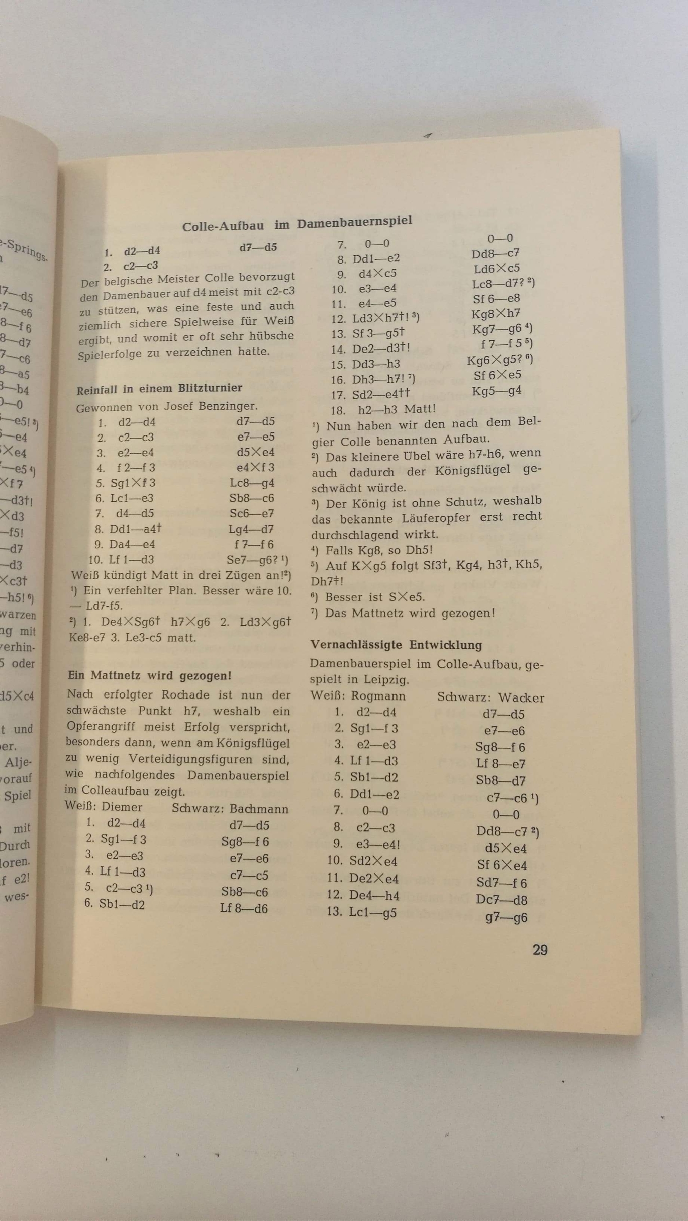 Benzinger, Josef: Lehrreiche Kurzpartien. Motto: Laßt Kombinationen sprechen. Eine ausgewählte Sammlung von 350 glossierten Kombinations-Partien und Reinfällen bekannter Schachmeister nach 91 Schacheröffnungen