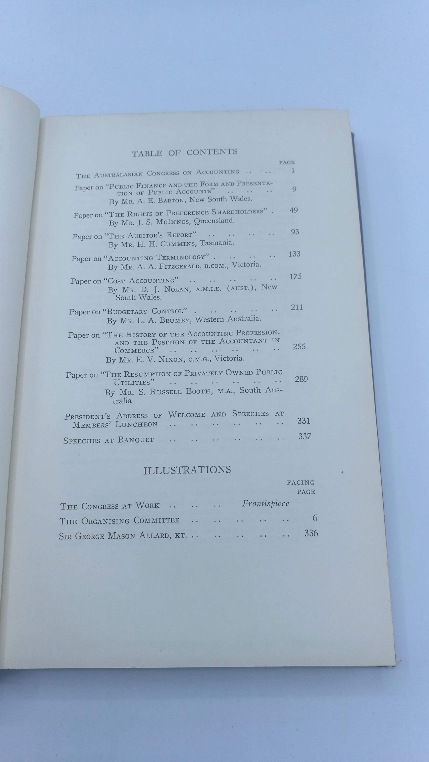 ohne Autor: Proceedings of the Australian Congress on Accounting 1936 Held in Melbourne 16th to 20th March, 1936