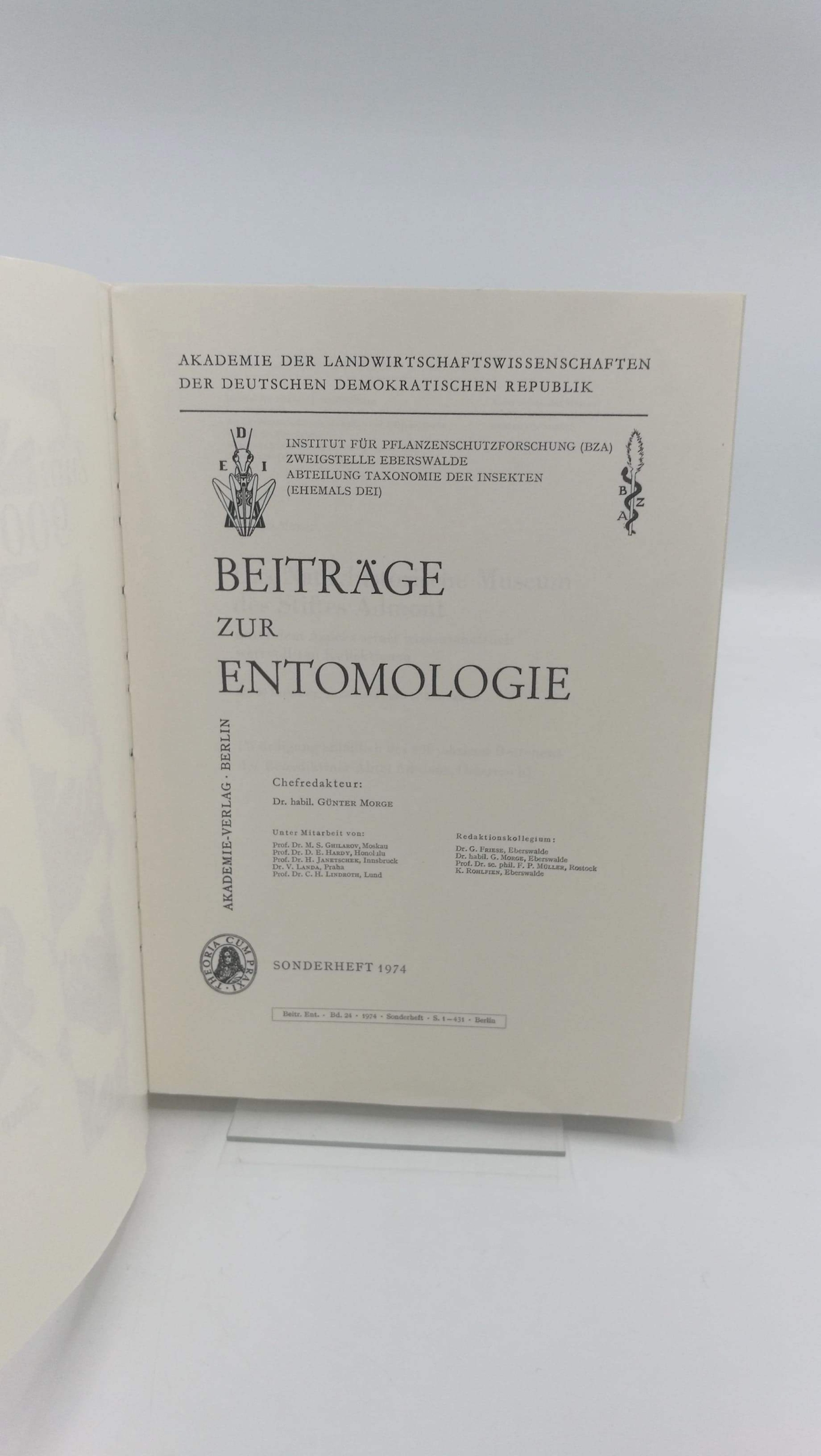 Morge, Günter: Beiträge zur Entomologie. Band 24. Sonderheft Das Naturhistorische Museum des Stiftes Admont unter dem Aspekt seiner wissenschaftlich wertvollsten Kollektionen.