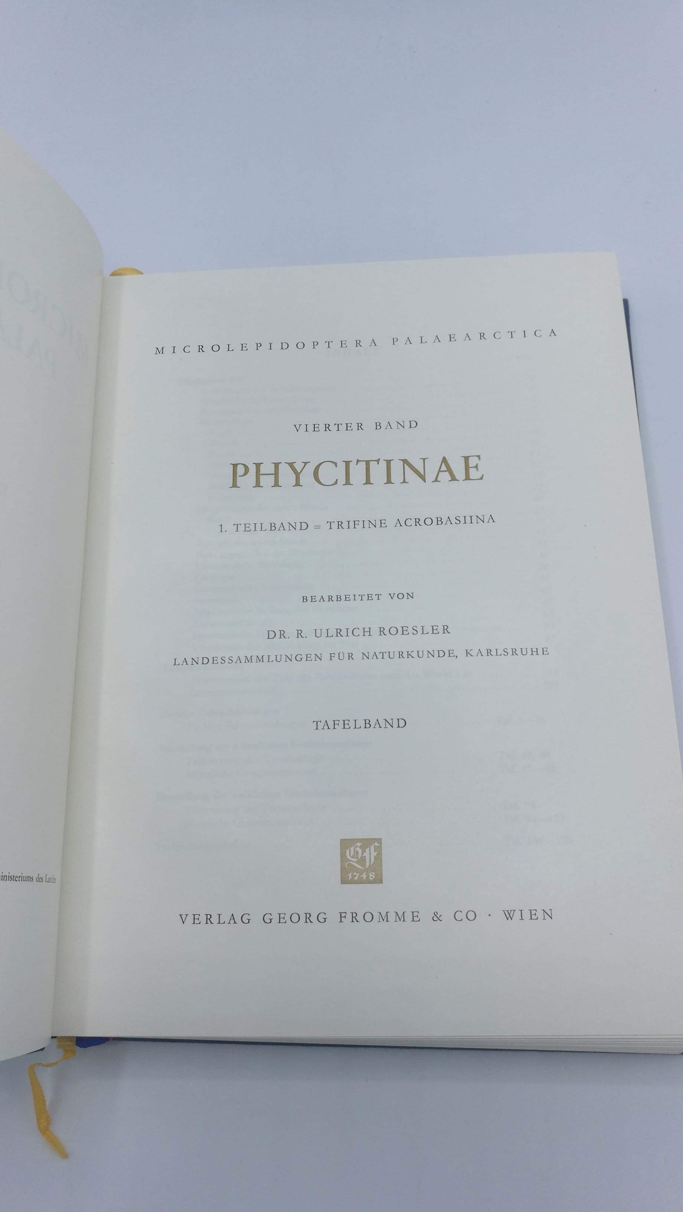 Amsel (Hrsg.), Dr. Hans Georg: Microlepidoptera palaearctica. Band 1 bis 4 in 8 Bänden (Text- und Tafelband).