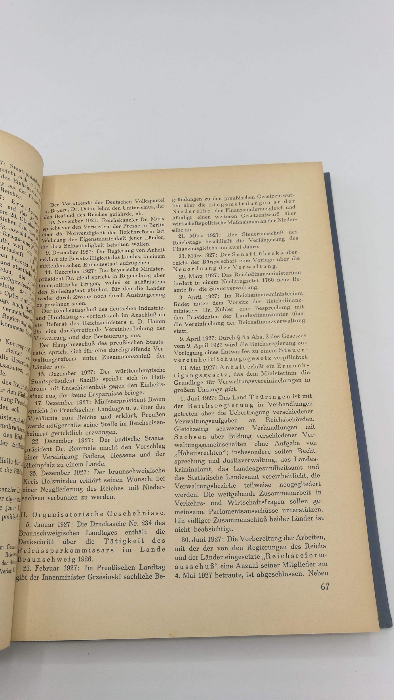 Conrad / Raab (Begr.), Herbert / Friedrich: Reich und Länder Zeitschrift für die Entwicklung der Verfassung und Verwaltung in Deutschland. II. Jahrgang 1928/1929