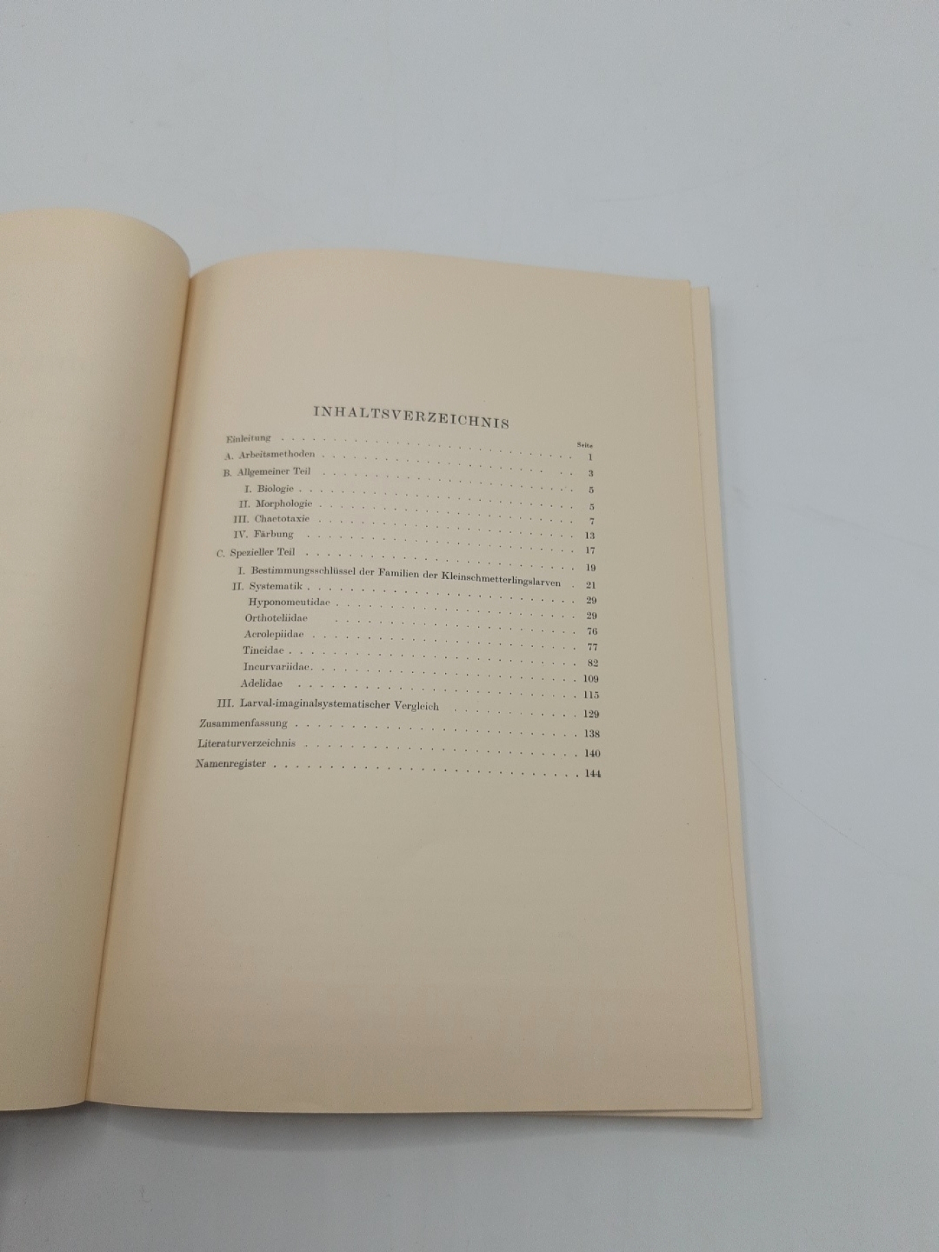 Werner, Kurt: Die Larvensystematik einiger Kleinschmetterlingsfamilien. (Hyponomeutidae, Orthoteliidae, Acrolepiidae, Tinaidae, Incurvariidae und Adelidae).