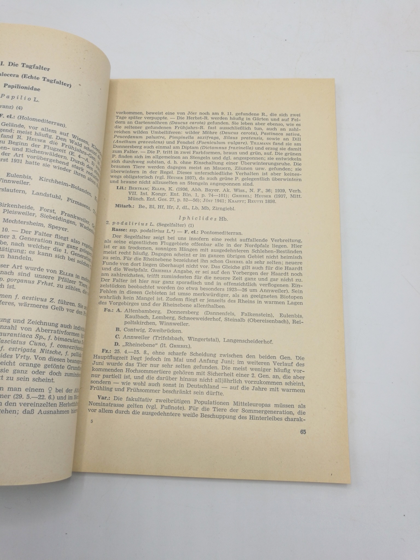 de Lattin, Gustav: Die Lepidopteren Fauna der Pfalz. I. + II. + III. Teil vollständig (4 Bände) Sonderdruck aus Mitteilungen der Pollichia. III. Reihe