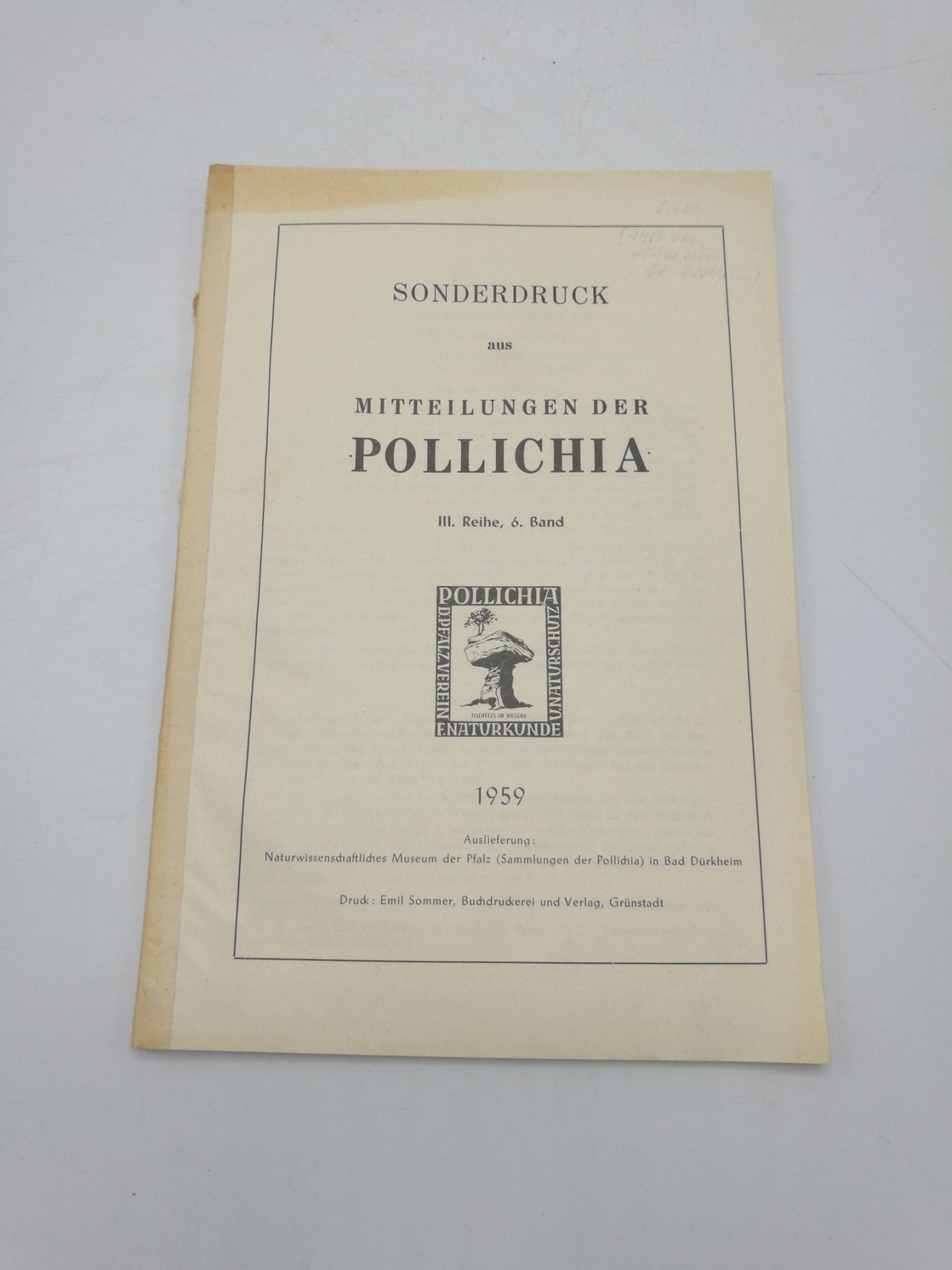 de Lattin, Gustav: Die Lepidopteren Fauna der Pfalz. I. + II. + III. Teil vollständig (4 Bände) Sonderdruck aus Mitteilungen der Pollichia. III. Reihe