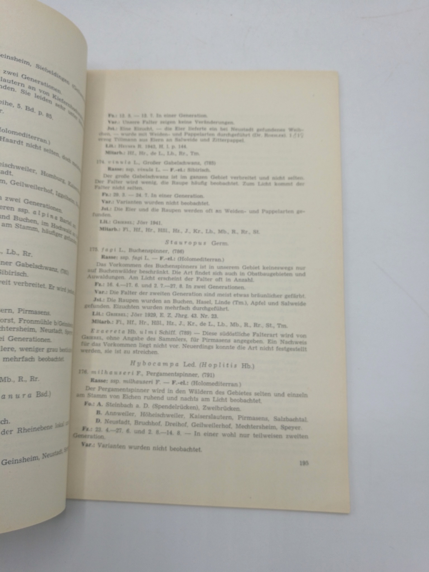 de Lattin, Gustav: Die Lepidopteren Fauna der Pfalz. I. + II. + III. Teil vollständig (4 Bände) Sonderdruck aus Mitteilungen der Pollichia. III. Reihe