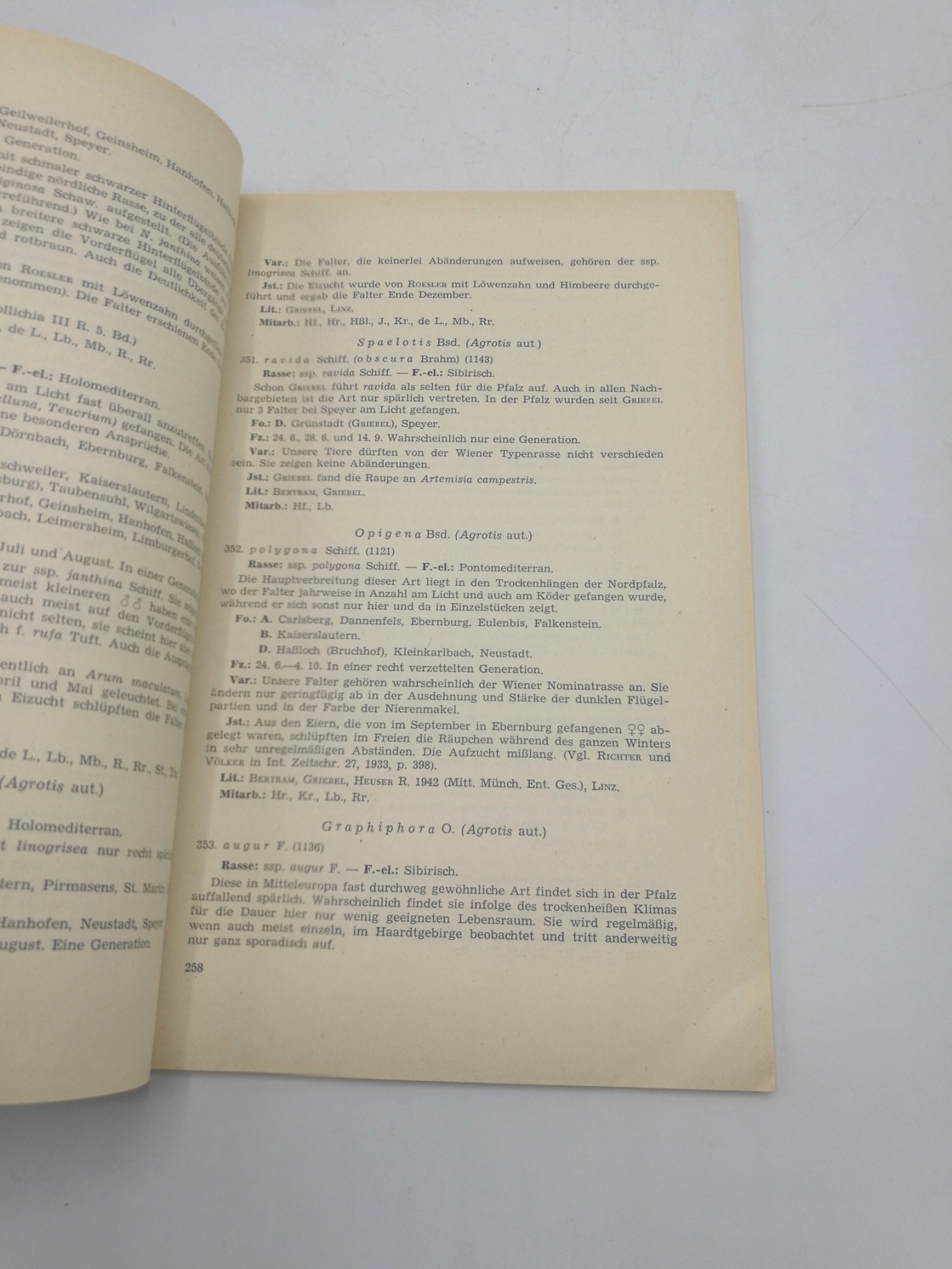 de Lattin, Gustav: Die Lepidopteren Fauna der Pfalz. I. + II. + III. Teil vollständig (4 Bände) Sonderdruck aus Mitteilungen der Pollichia. III. Reihe