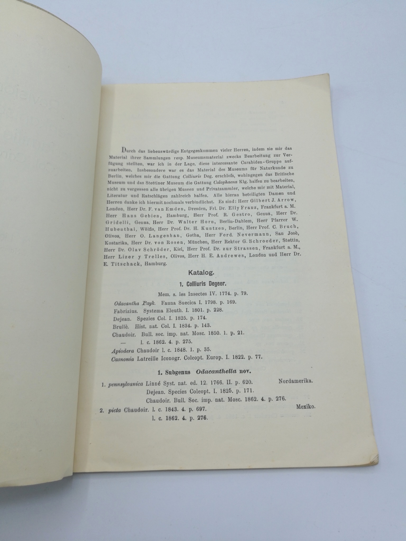 Liebke, M.: Revision der amerikanischen Arten der Unterfamilie Colliurinae ( Col. Carab.) Sonderdruck aus: Mitteilungen aus dem Zoolog. Museum in Berlin. 15. Band, 3./4. Heft.