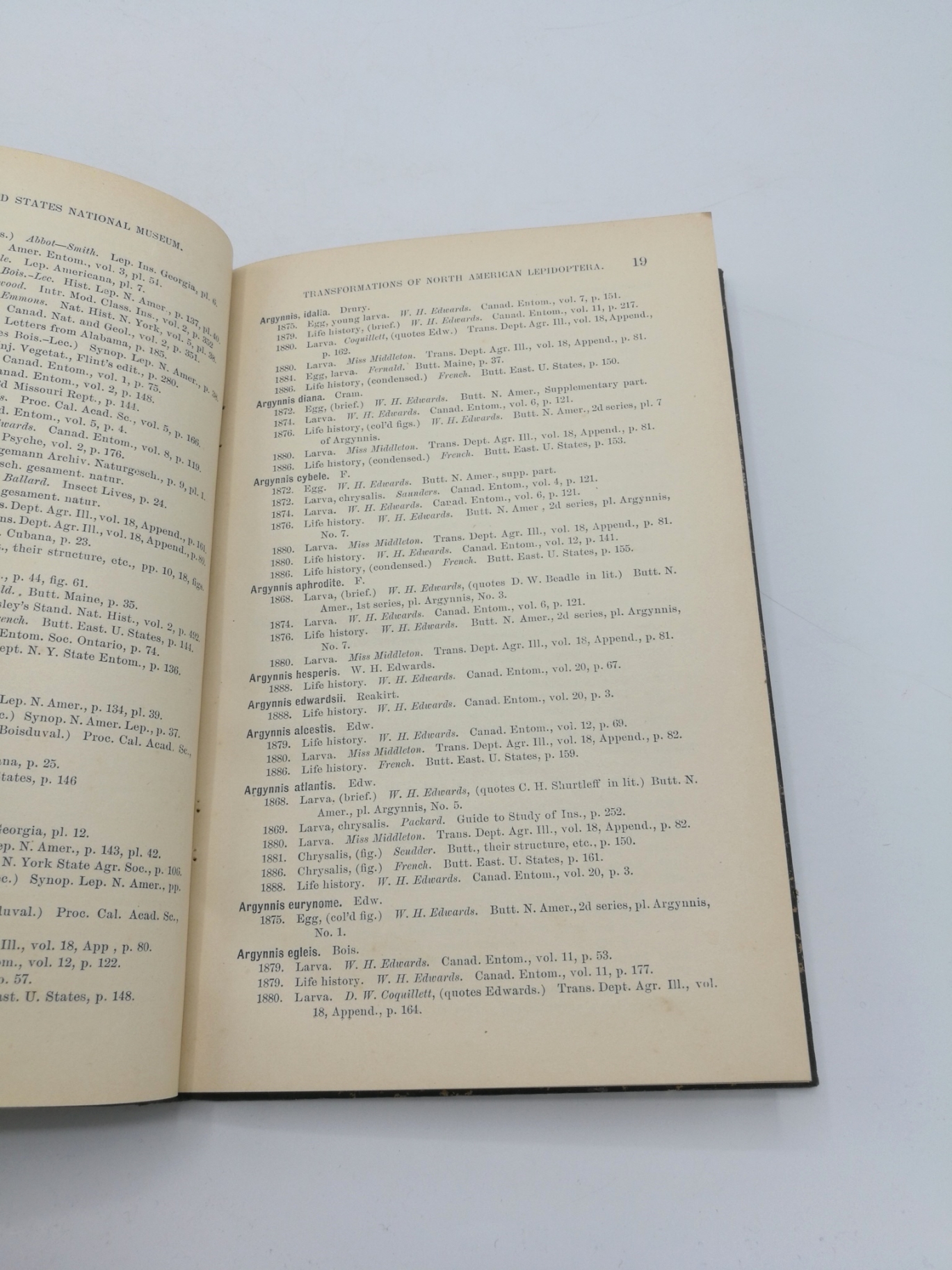 Edwards, Henry: Bibliographical catalogue of the described transformations of north amercian lepidoptera Bulletin of the United States National Museum No. 35