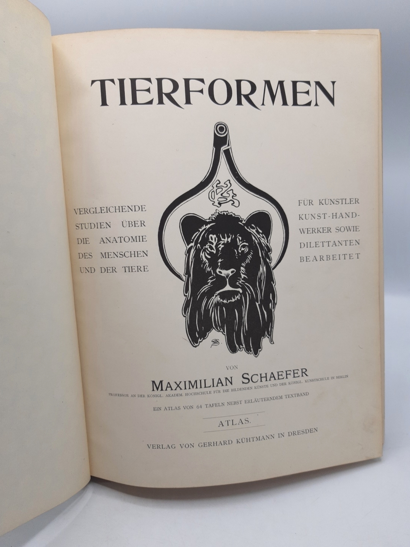 Schaefer, Maximilian: Tierformen - TEXTBAND und Atlas Vergleichende Studien über die Anatomie des Menschen und der Tiere für Künstler, Kunst-Handwerker sowie Dillettanten bearbeitet.