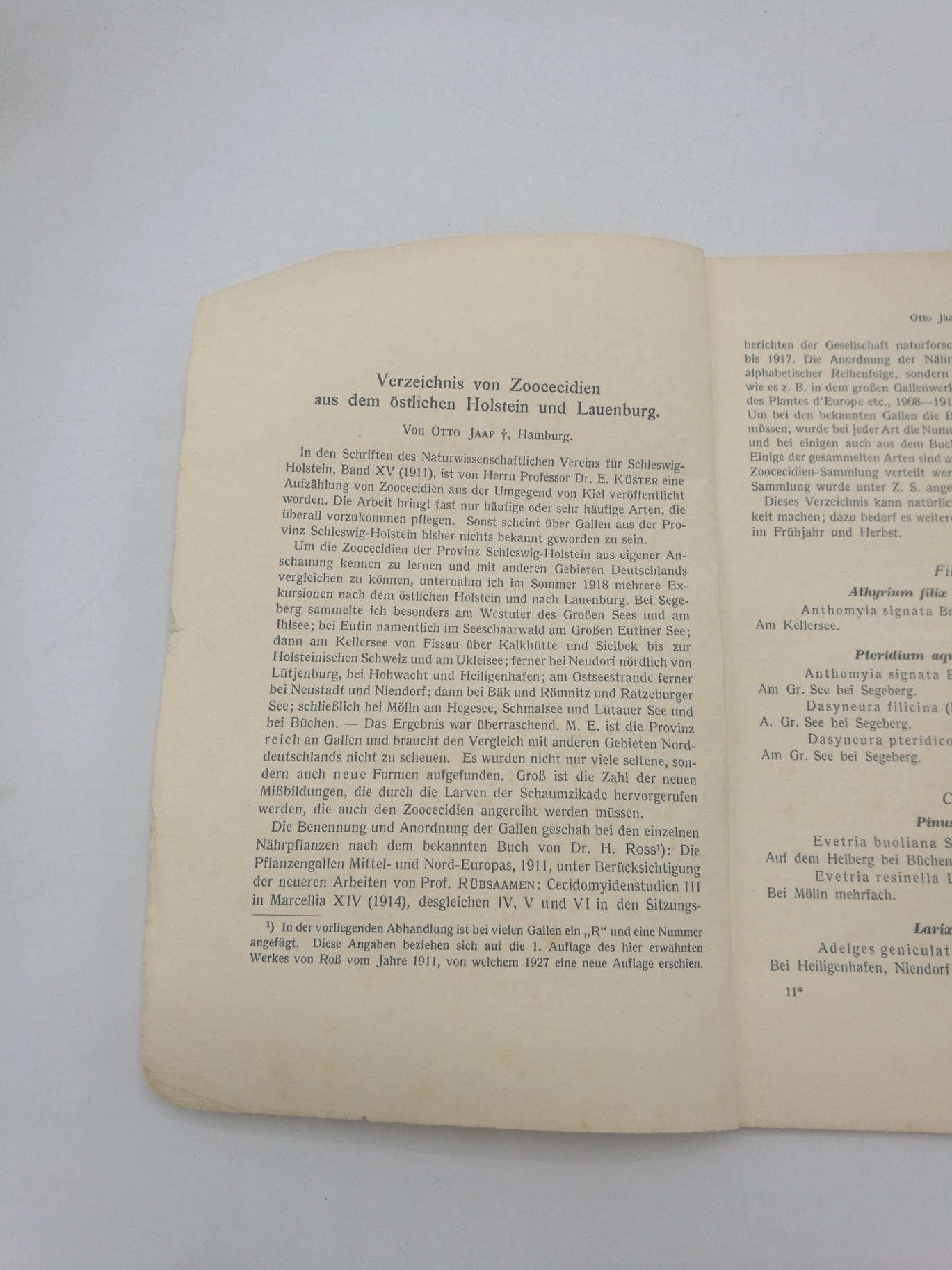 Jaap, Otto: Verzeichnis von Zoocecidien aus dem östlichen Holstein und Lauenburg Sonderdruck aus Schriften des Naturwissenschaftlichen Vereins für Schleswig-Holstein. Band XVIII, Heft 1, 1927