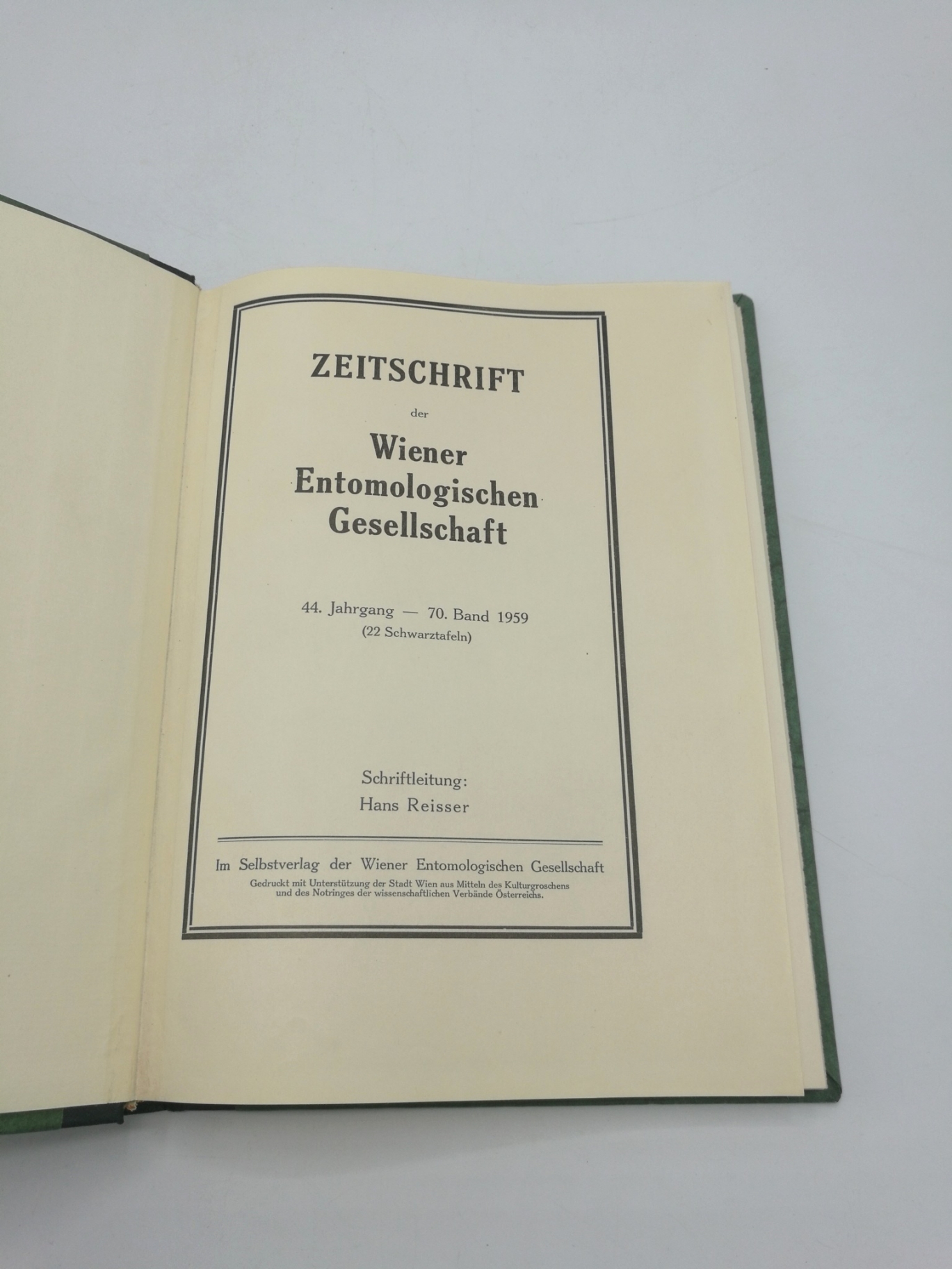 Wiener Entomologischen Gesellschaft (Hrsg.), : Zeitschrift d. Wiener Entomologischen Gesellschaft, 44. Jahrgang, 70. Band 1959, Nr 1-12 (=vollst.). Gebunden! 