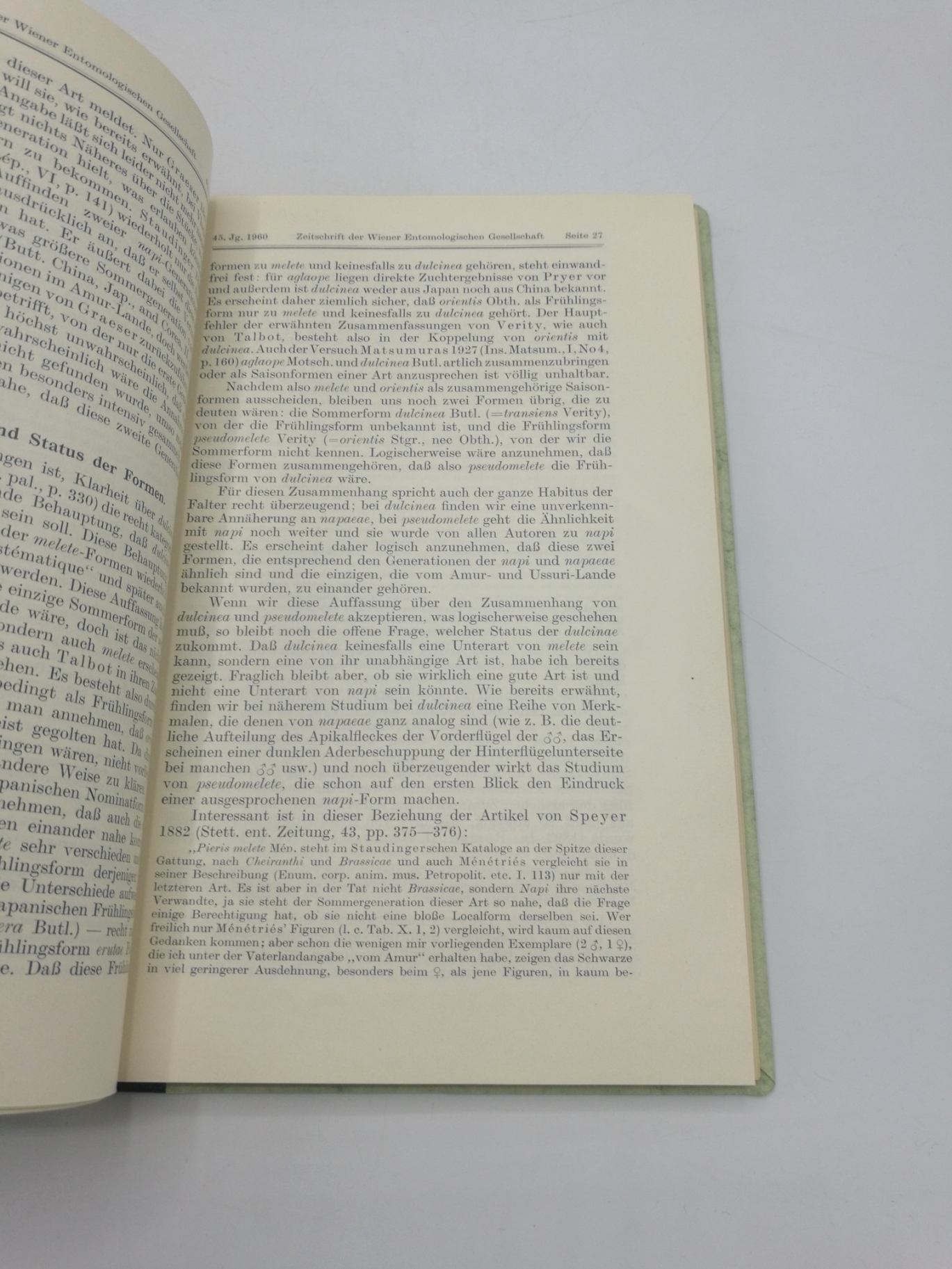 Wiener Entomologischen Gesellschaft (Hrsg.), : Zeitschrift d. Wiener Entomologischen Gesellschaft, 45. Jahrgang, 71. Band 1960, Nr 1-12 (=vollst.). Gebunden! 