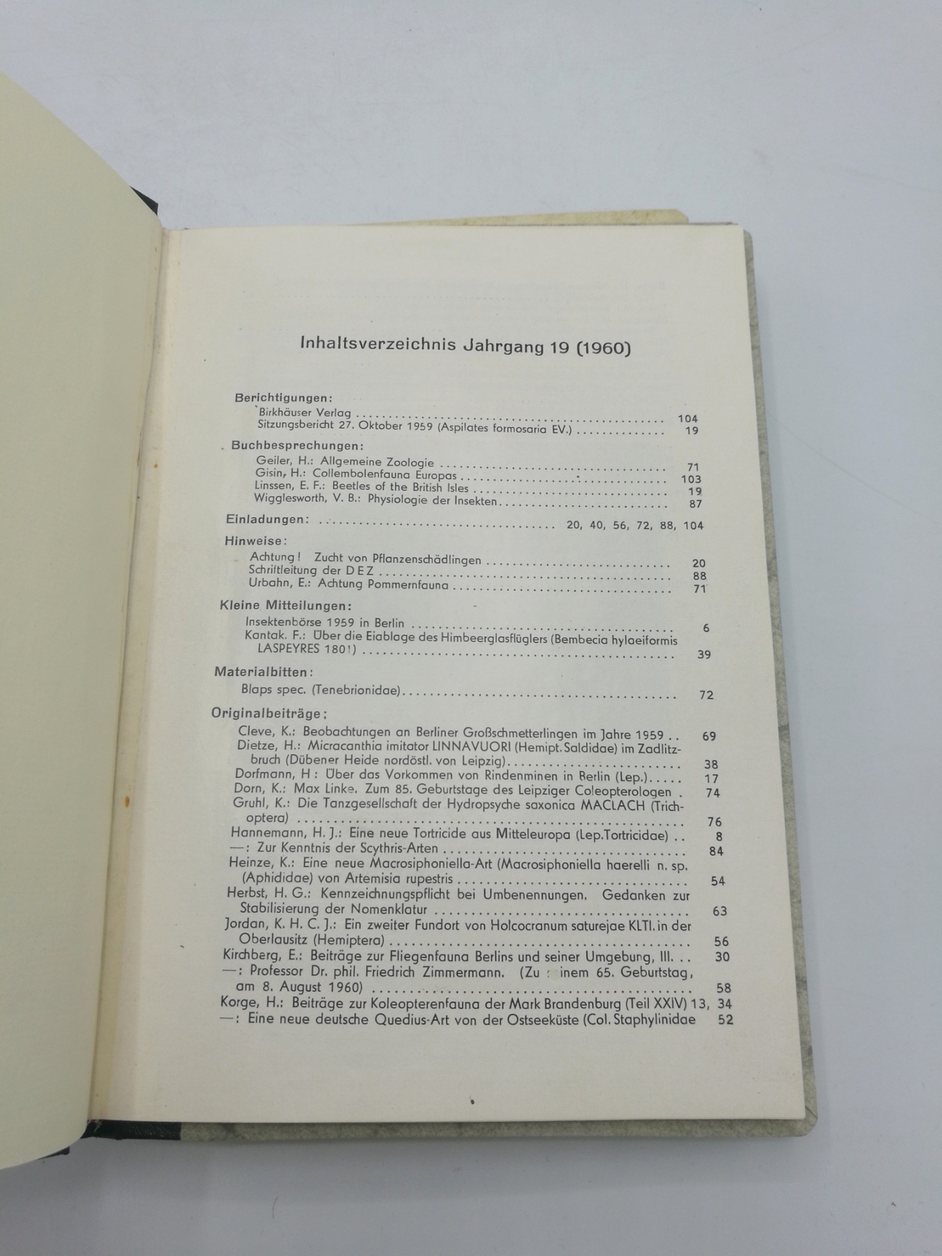 Deutsche Entomologische Gesellschaft (Hrsg.): Mitteilungen der Deutschen Entomologischen Gesellschaft e.V. Jahrgang 19-21, 1960-62 (=3 Bände)